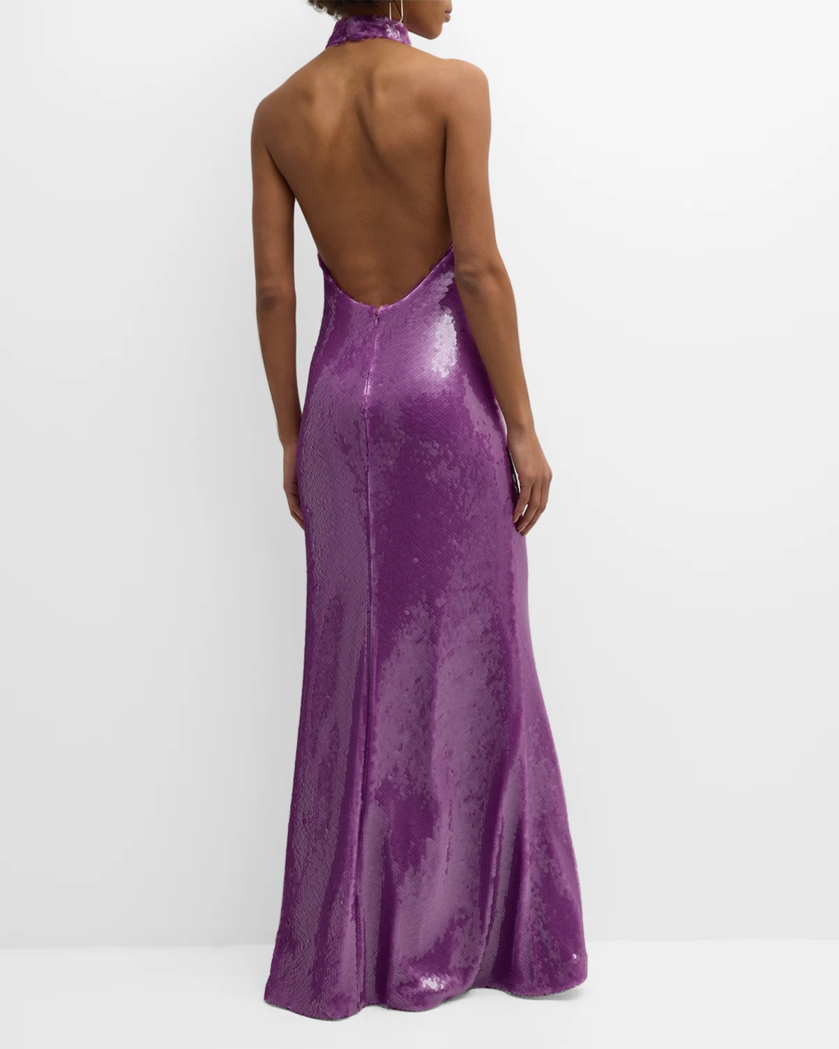 Sequined Halter Backless Gown