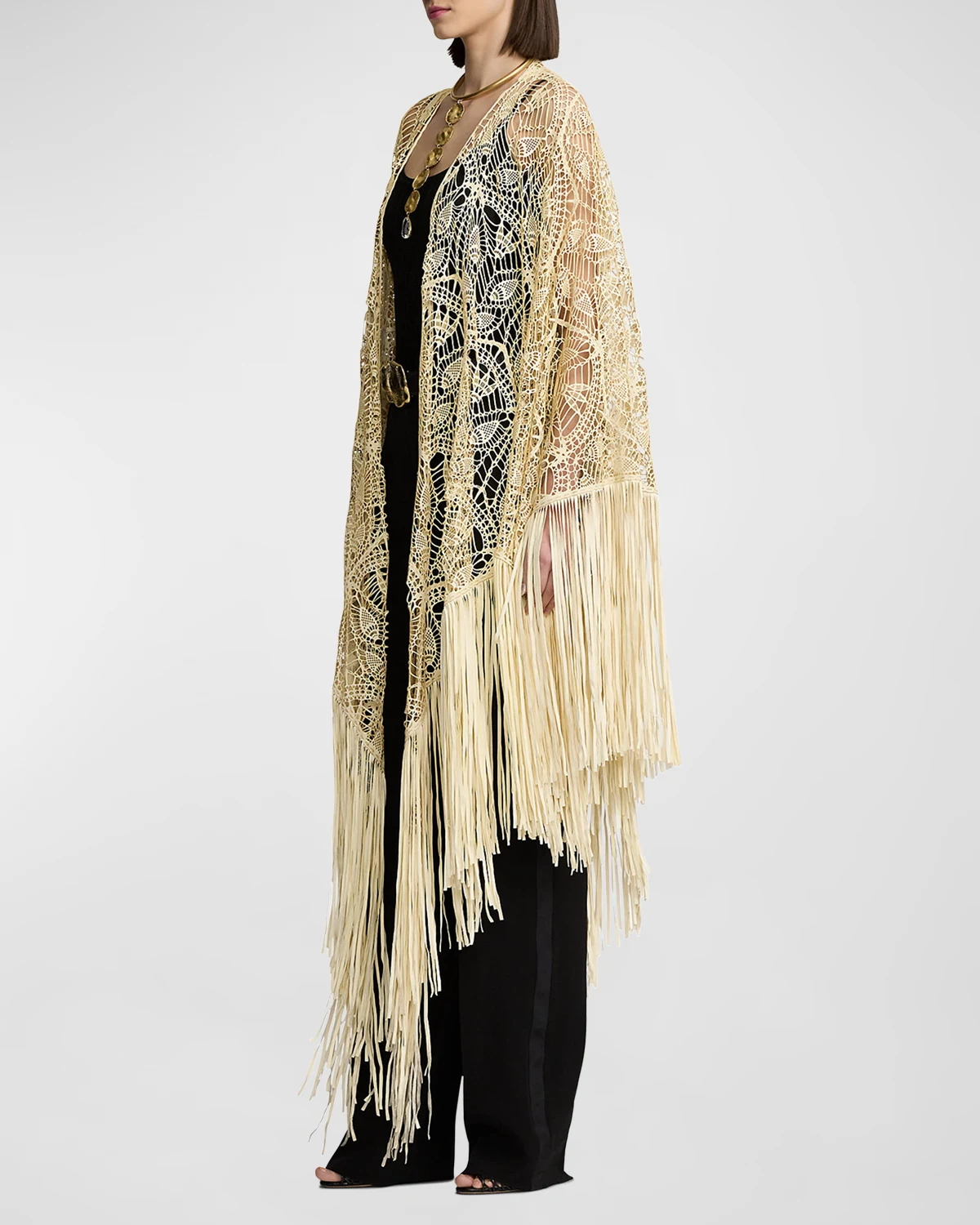 Annisten Fringe-Trim Lambskin Shawl