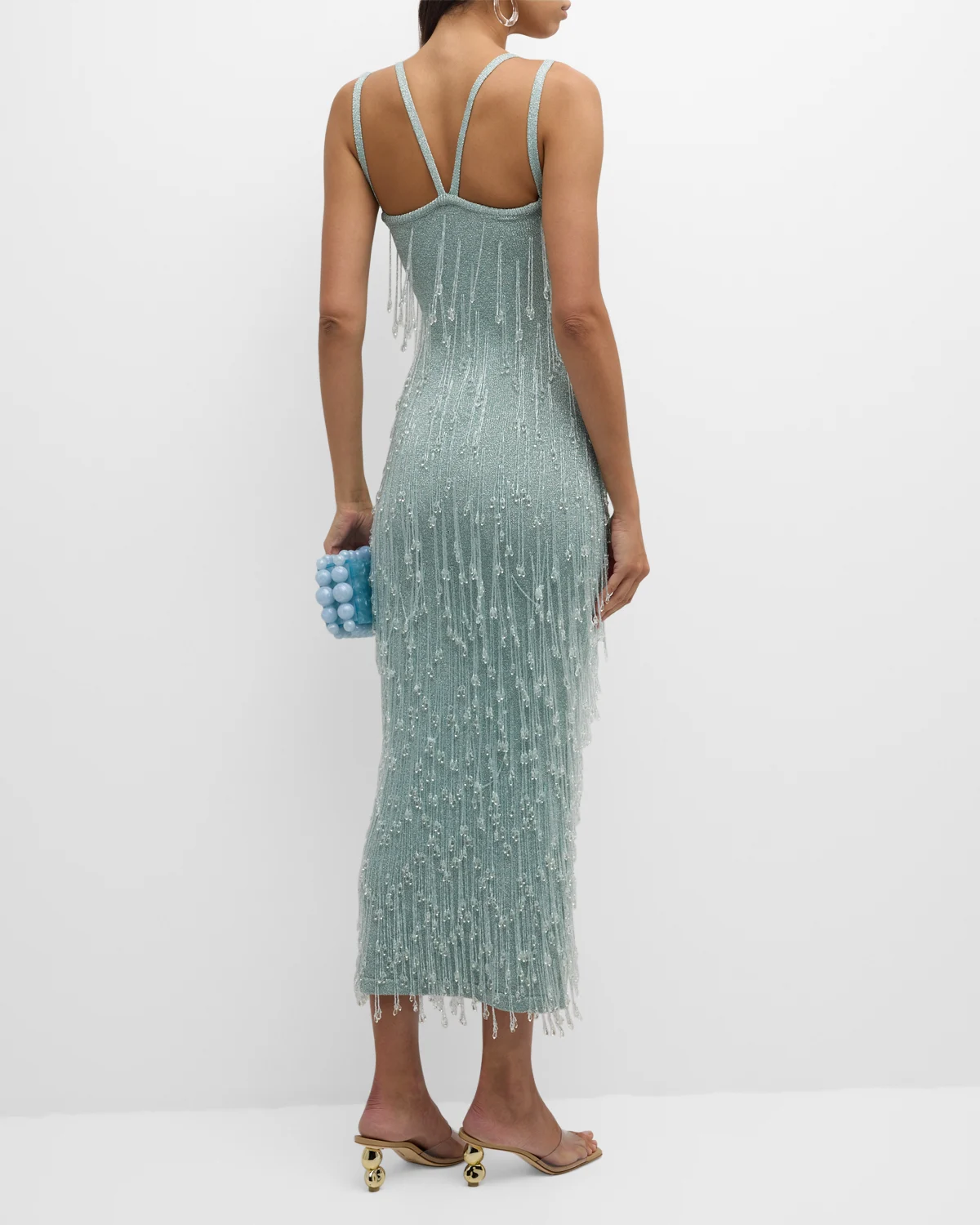 Catia Beaded Fringe Midi Knit Gown