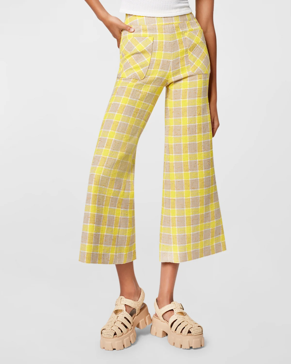 Cropped Wide-Leg Patch Pocket Pants