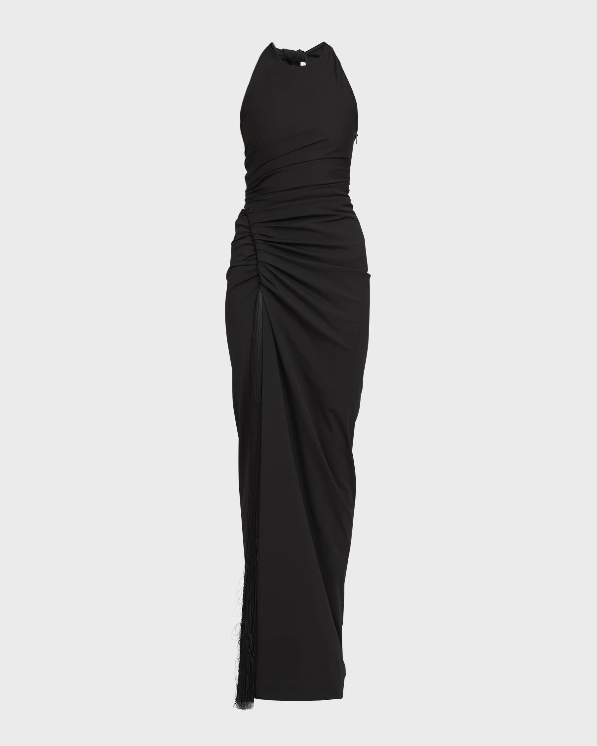 Tassel Ruched Halter Gown