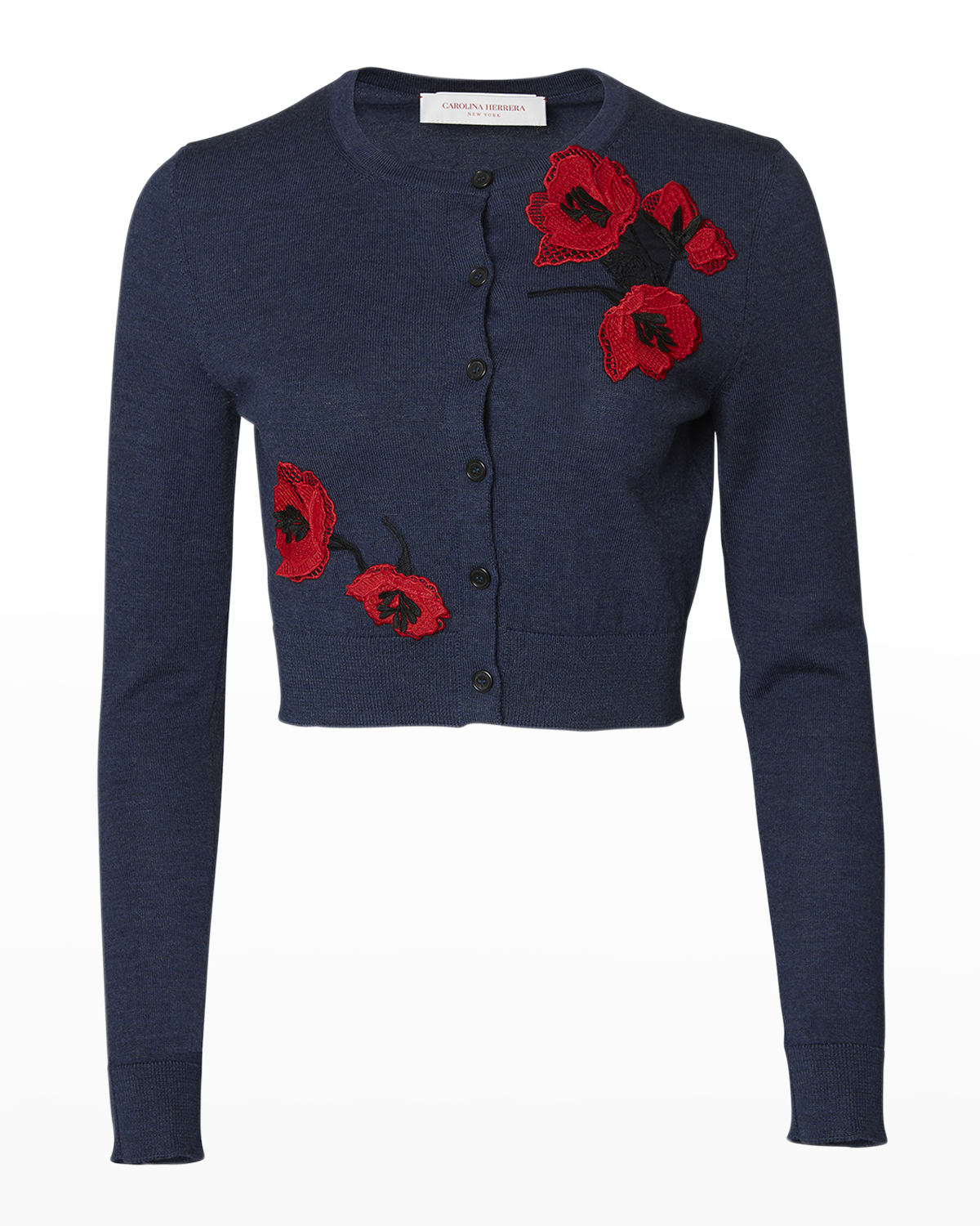 Embroidered Poppy Wool Cardigan