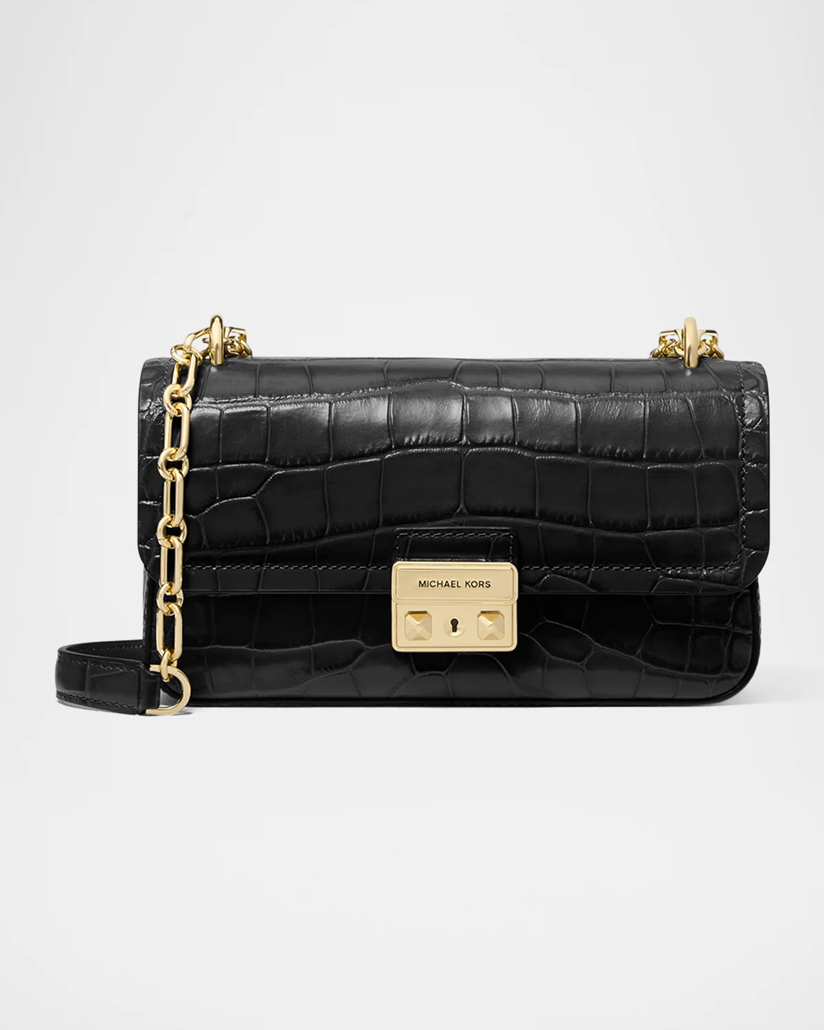 Tribeca Flap Croc-Embossed Leather Shoulder Bag