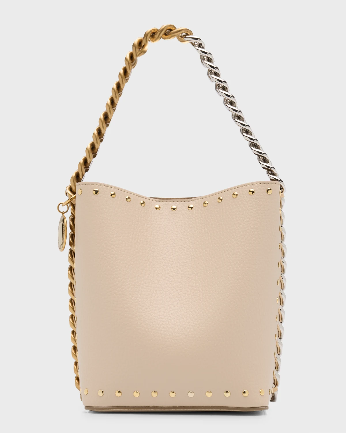 Frayme Studded Two-Tone Vegan Leather Bucket Bag