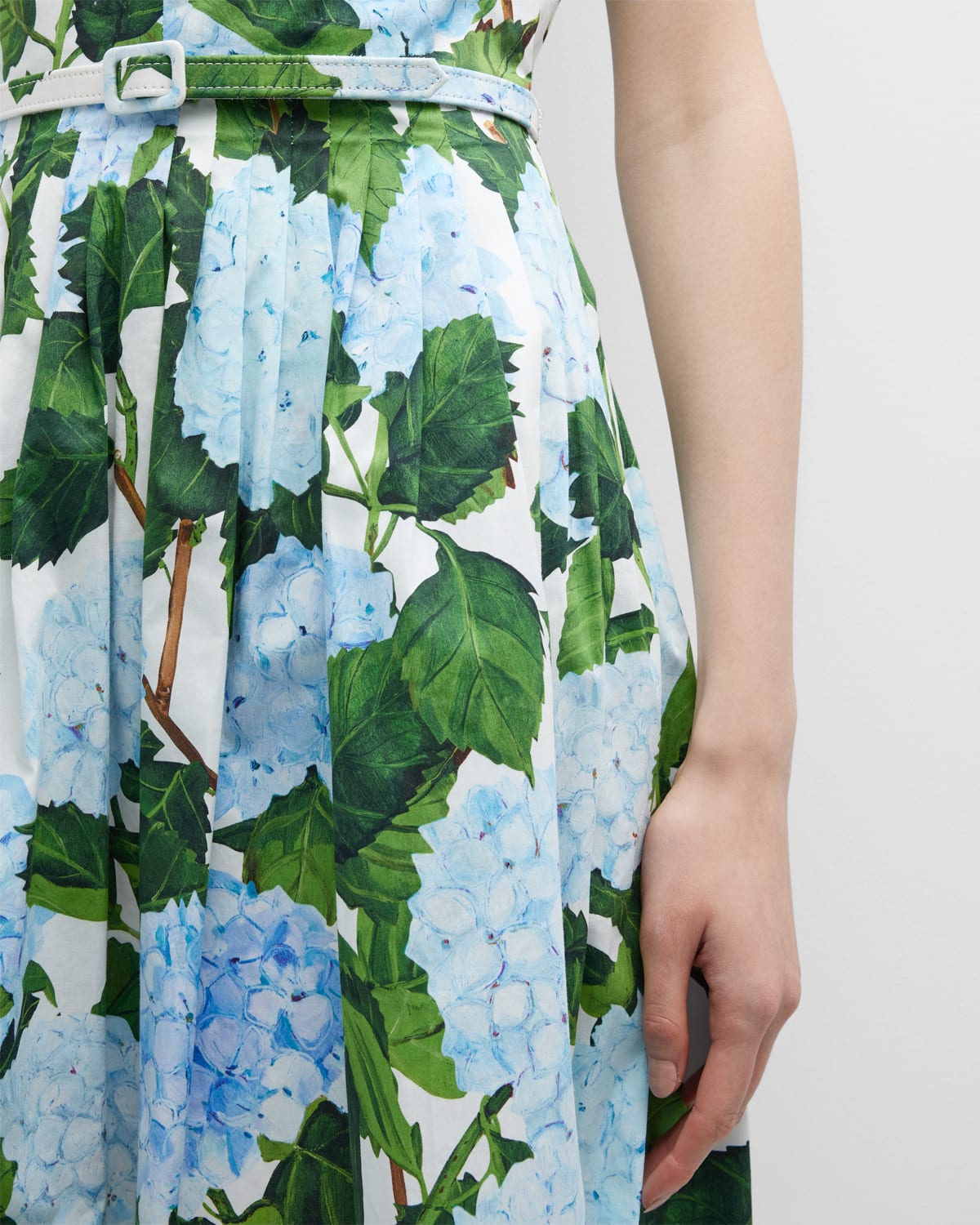 Hydrangea Print Poplin Midi Dress