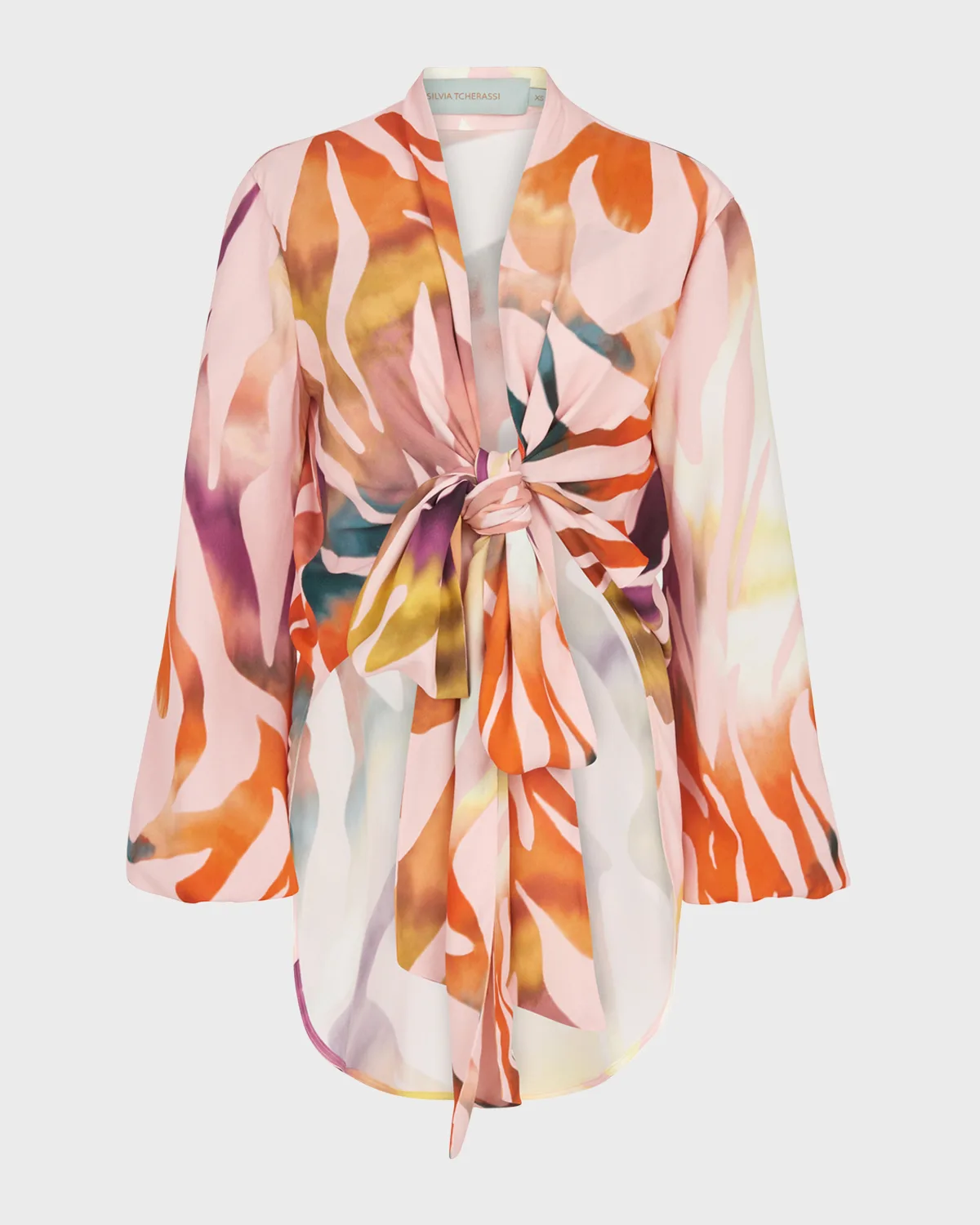 Honey Rainbow Abstract-Print Tie-Front Blouse