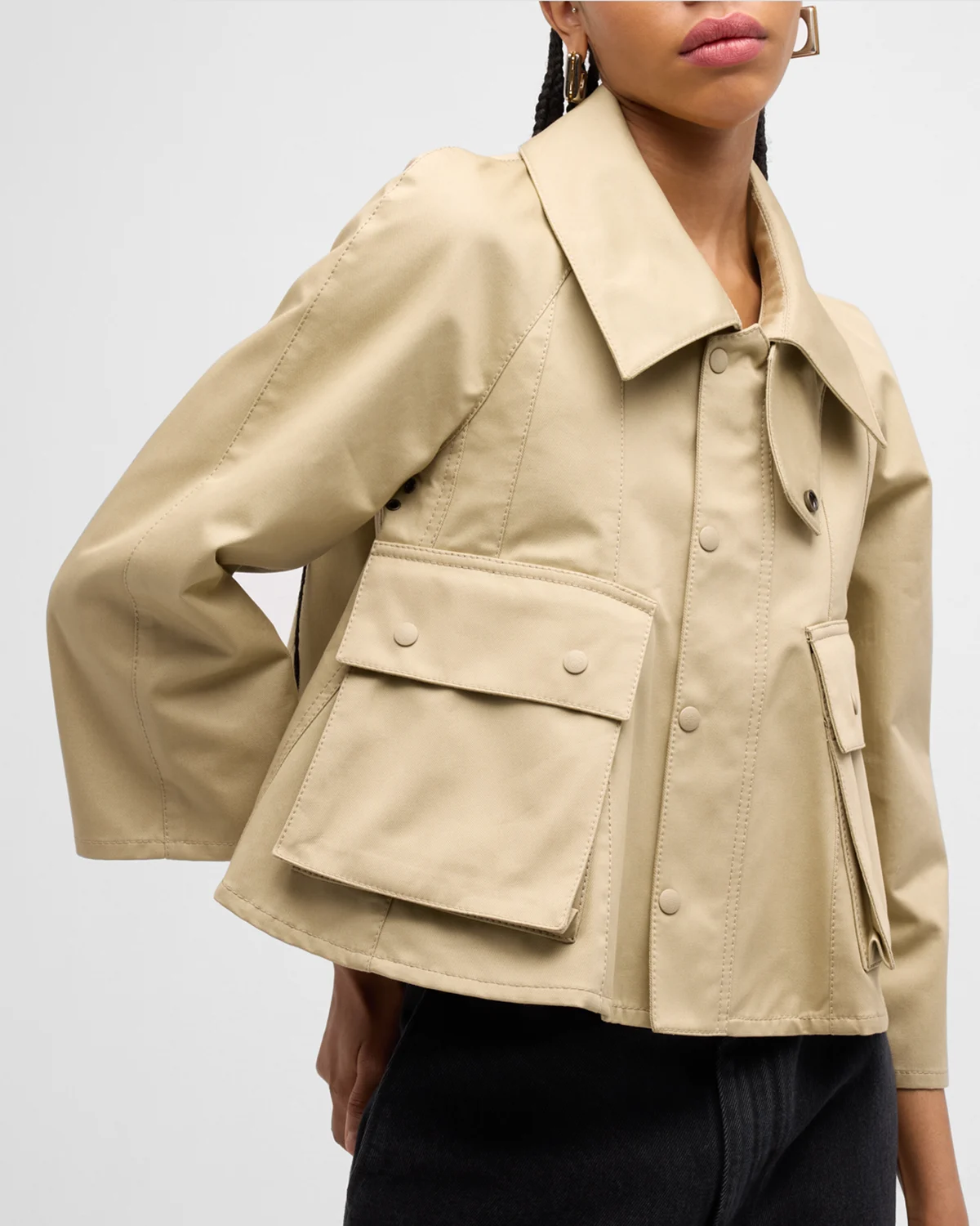 Cropped Trapeze Trench Jacket