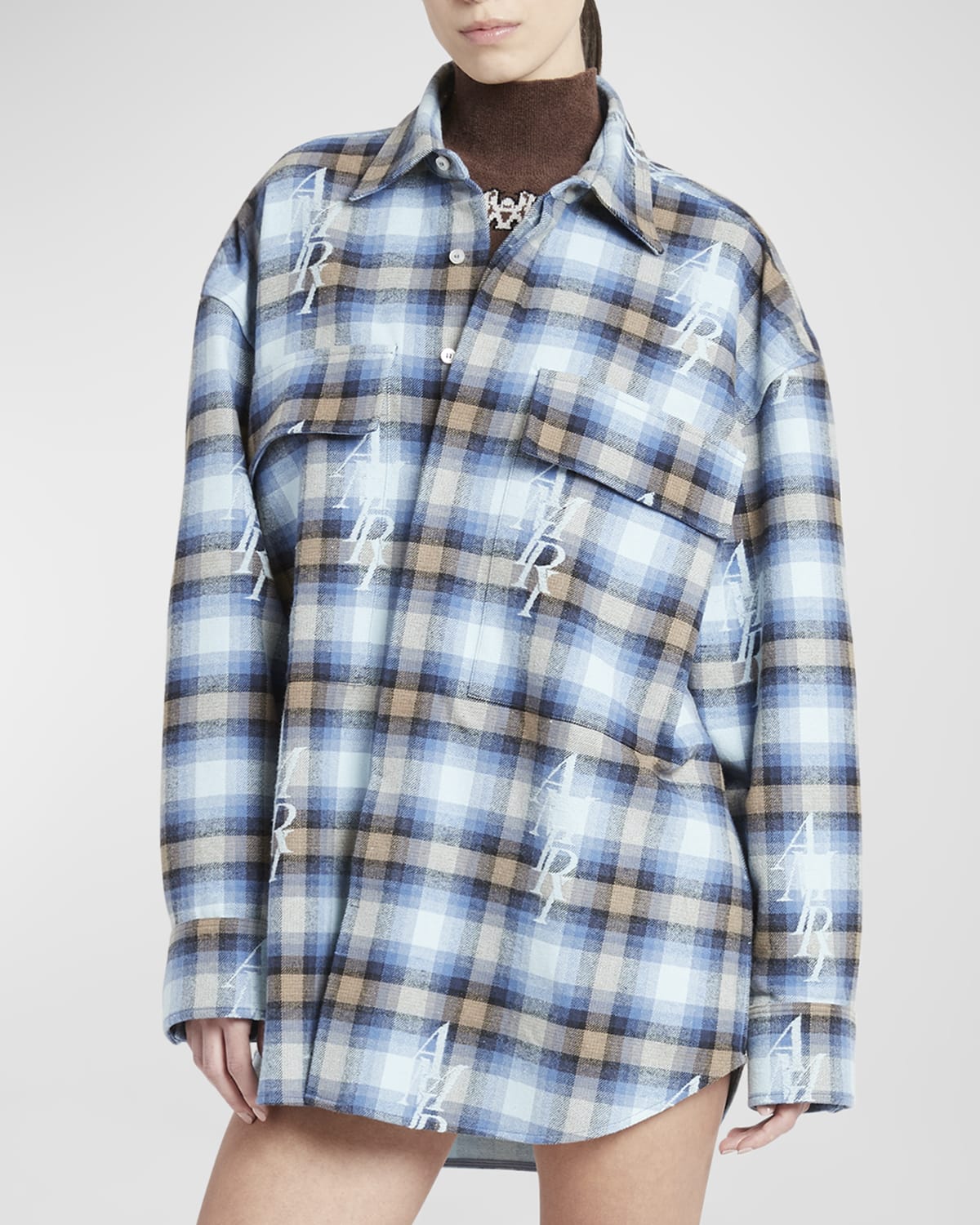 Double-Pocket Logo Plaid Workwear Shirt