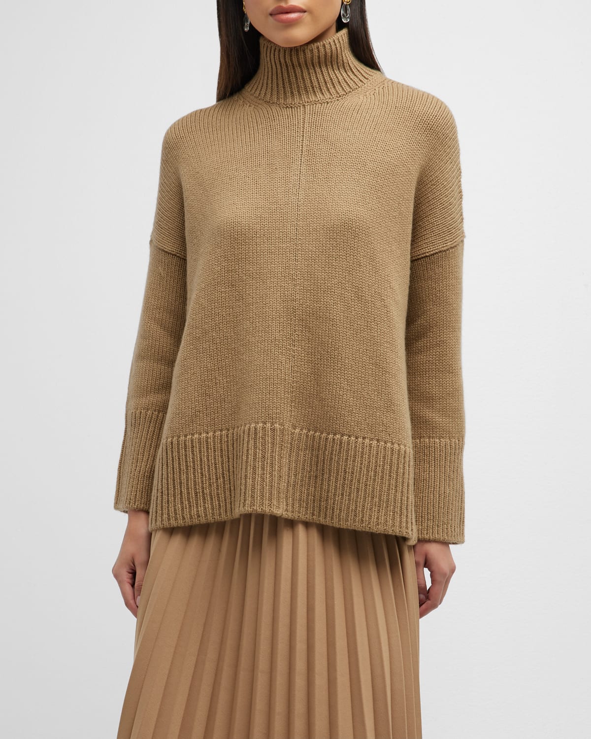 Trapeze Wool-Cashmere Turtleneck Sweater