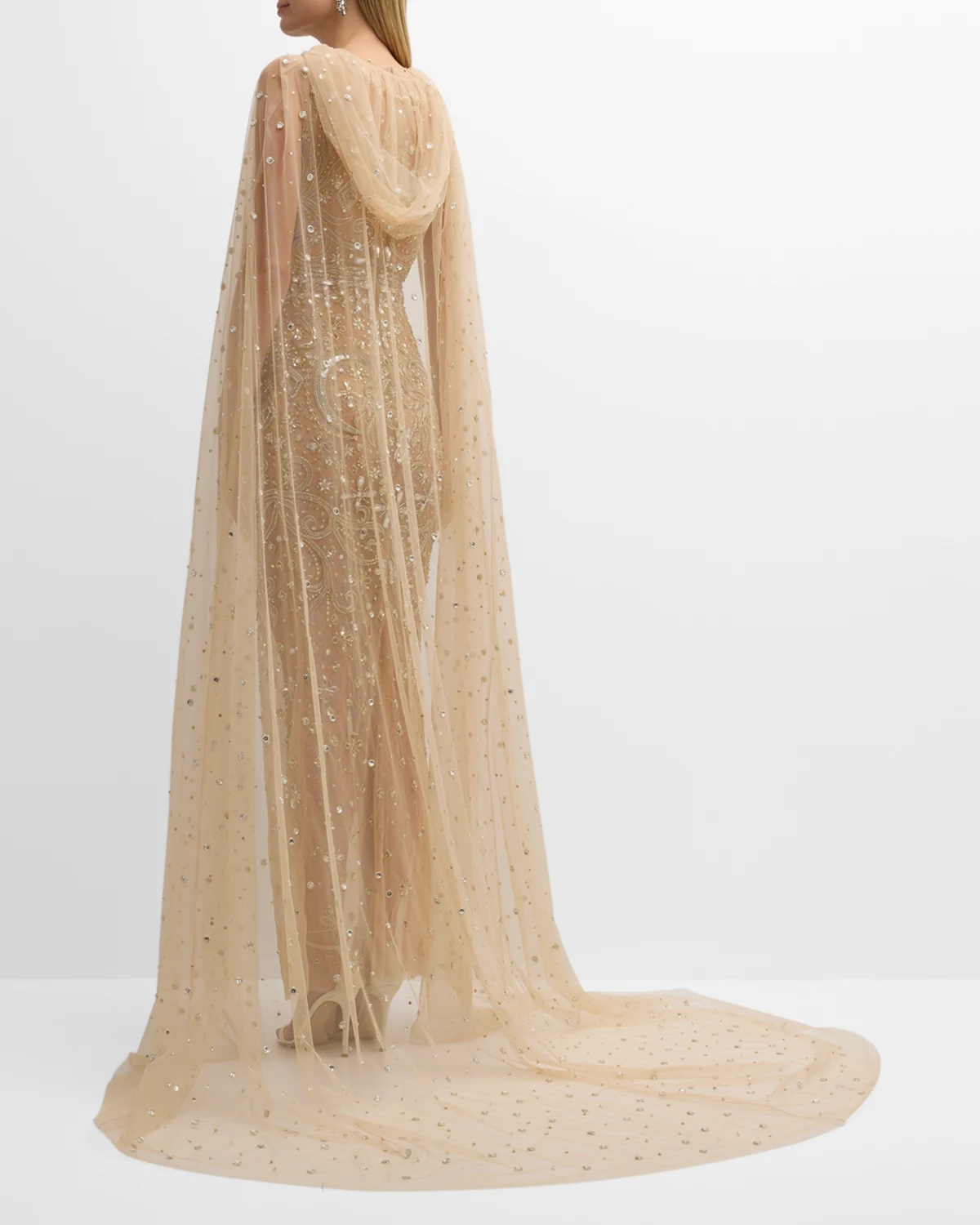 Crystal Hooded Sheer Cape