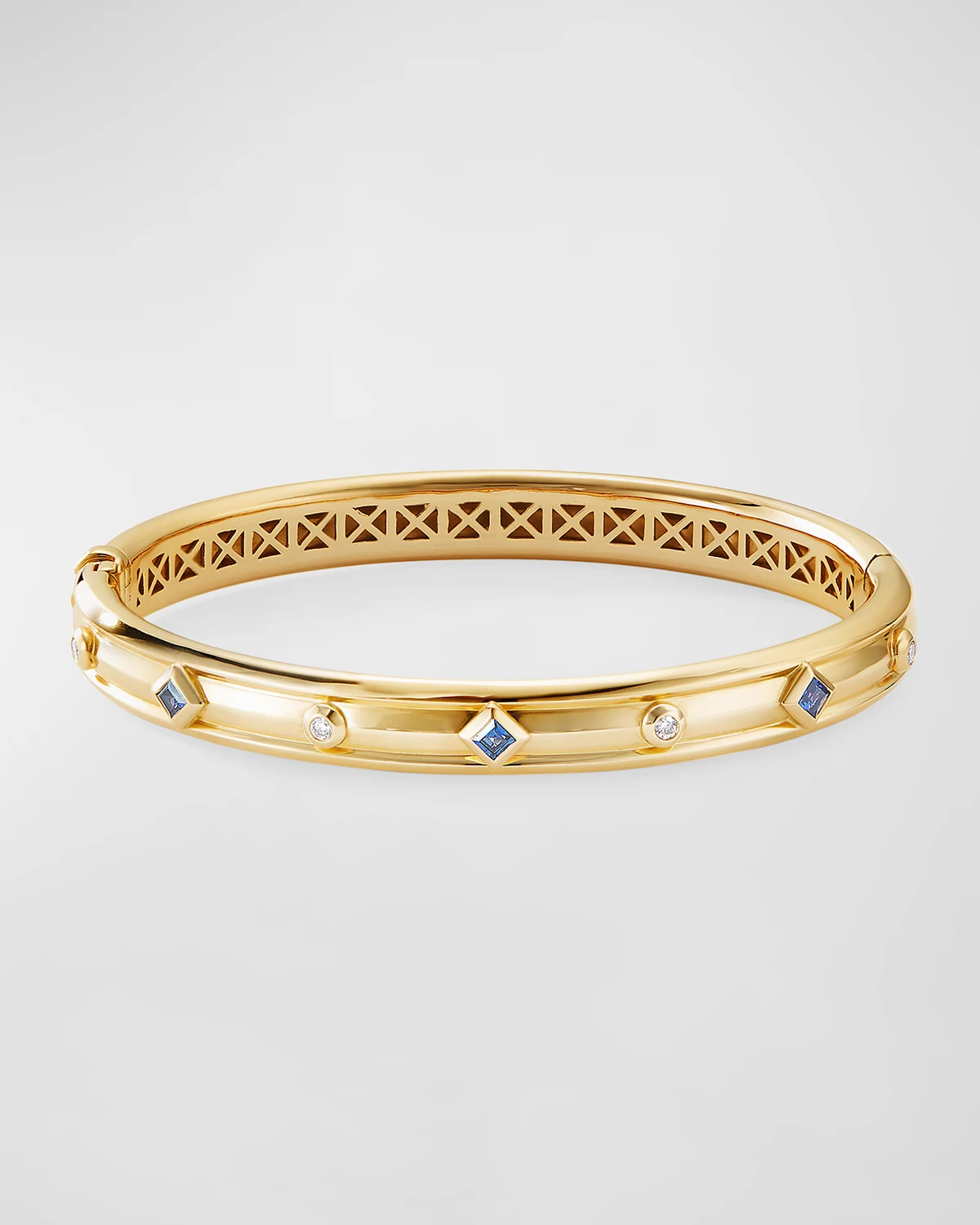 Modern Renaissance 18k Diamond & Blue Sapphire Bracelet, Size L