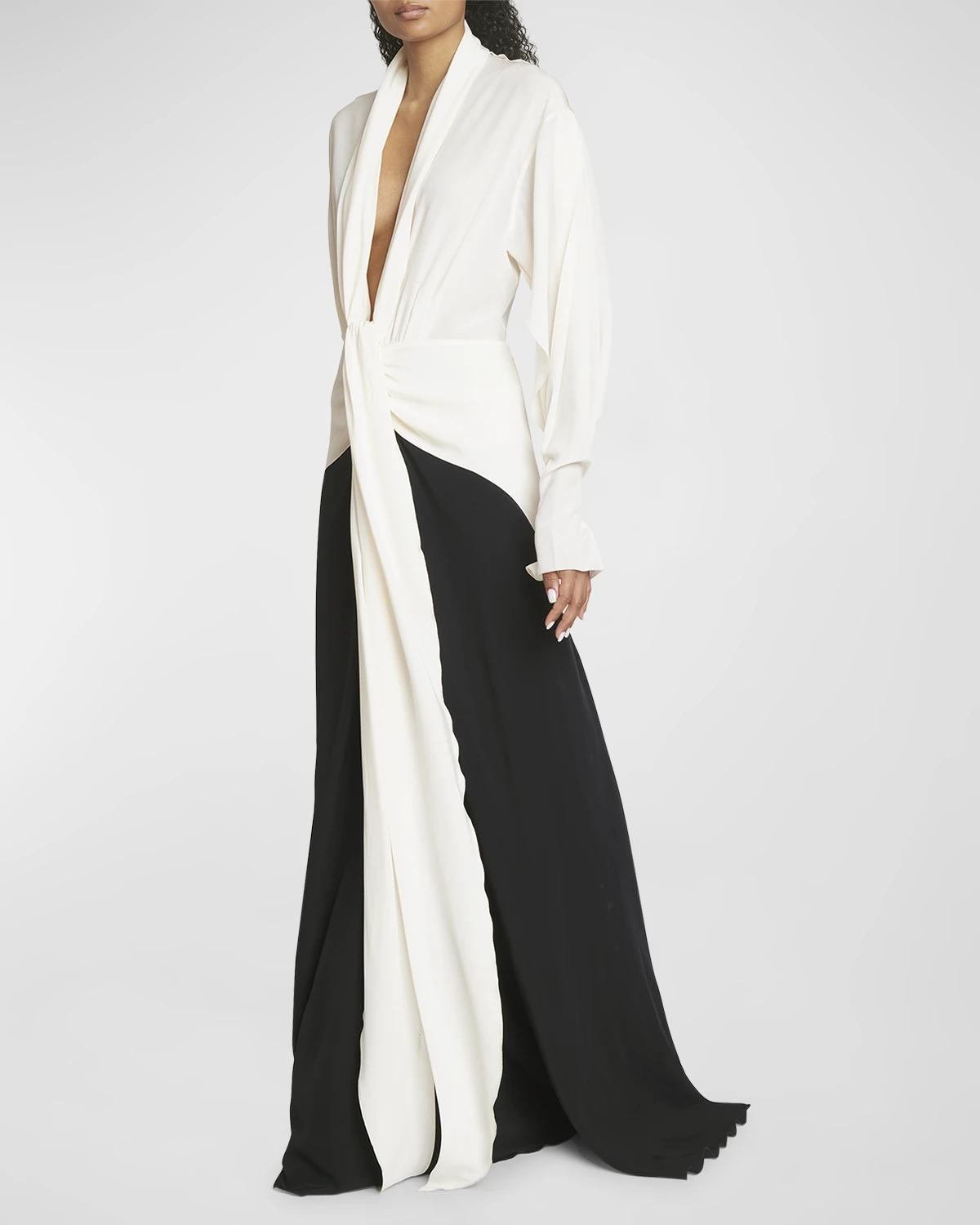 Contrast Gown with Tie Detail