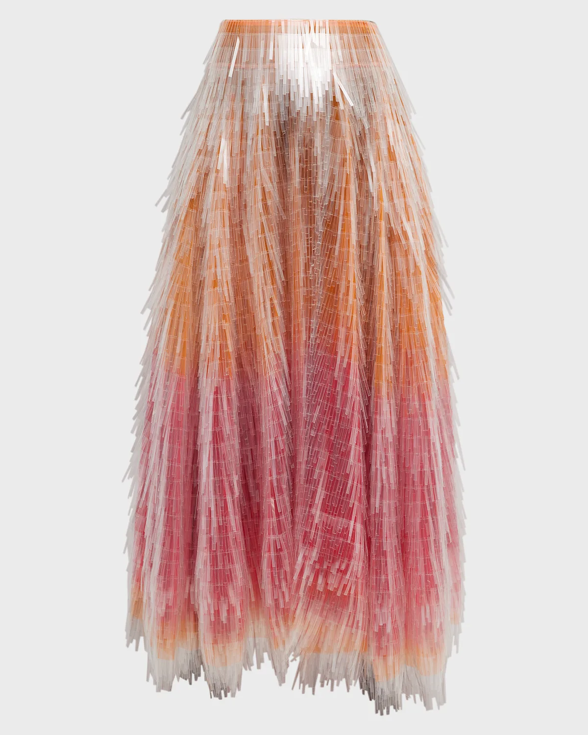 Tiered Fringe Ombre Maxi Skirt