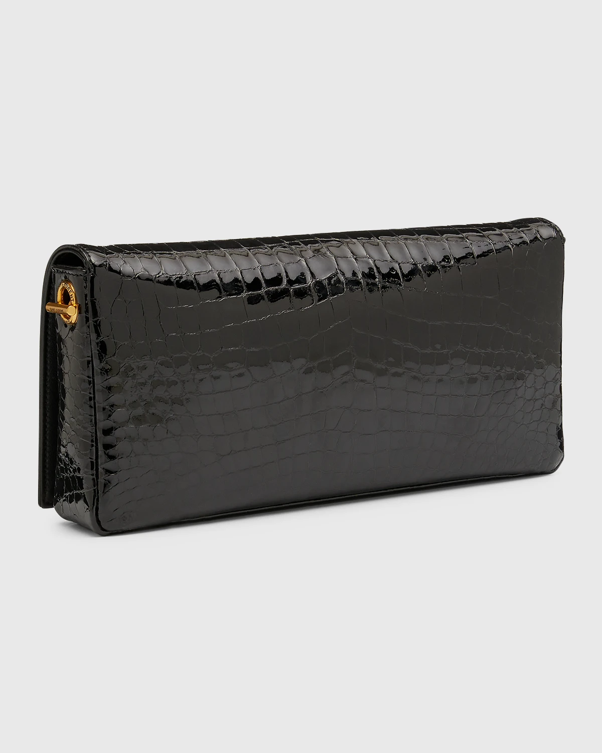 Kate YSL Clutch Bag in Croc-Embossed Patent Leather