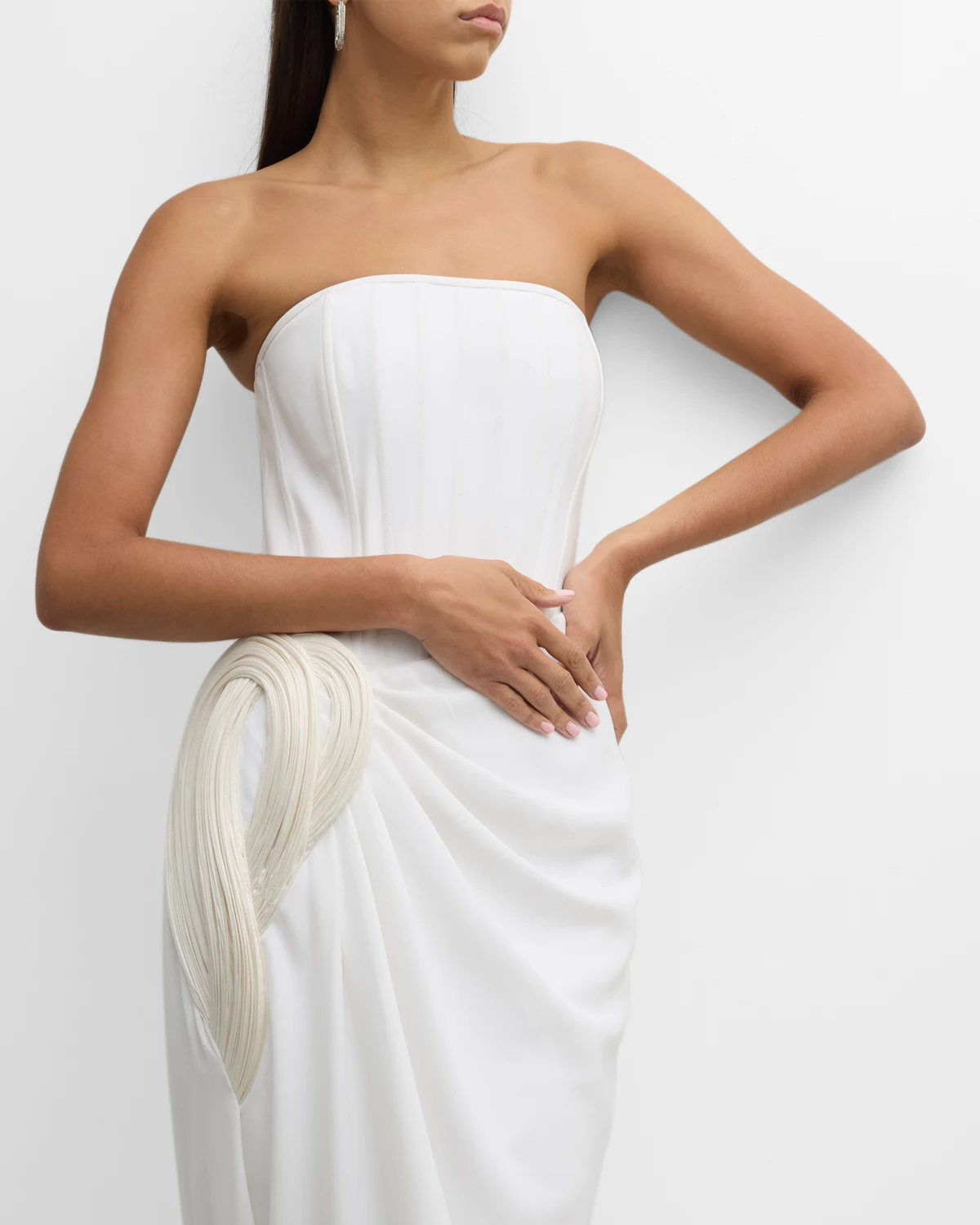 Strapless Draped Egyptian Gown with Hip Detail