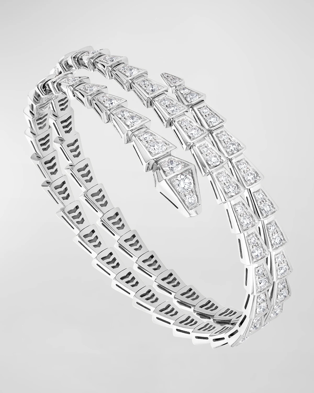 Serpenti Viper 18K White Gold 2-Coil Diamond Bracelet