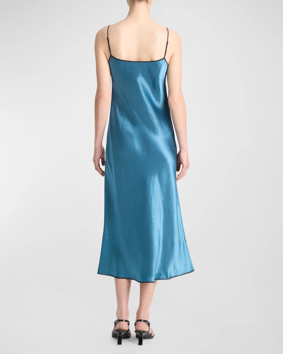 Tipped Satin Midi Slip Dress