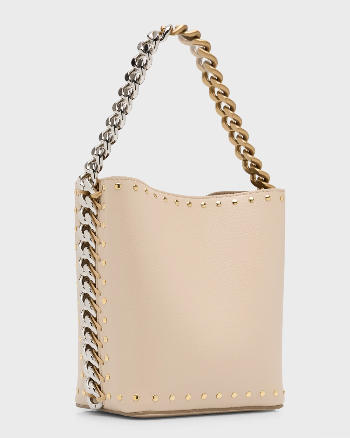 Frayme Studded Two-Tone Vegan Leather Bucket Bag