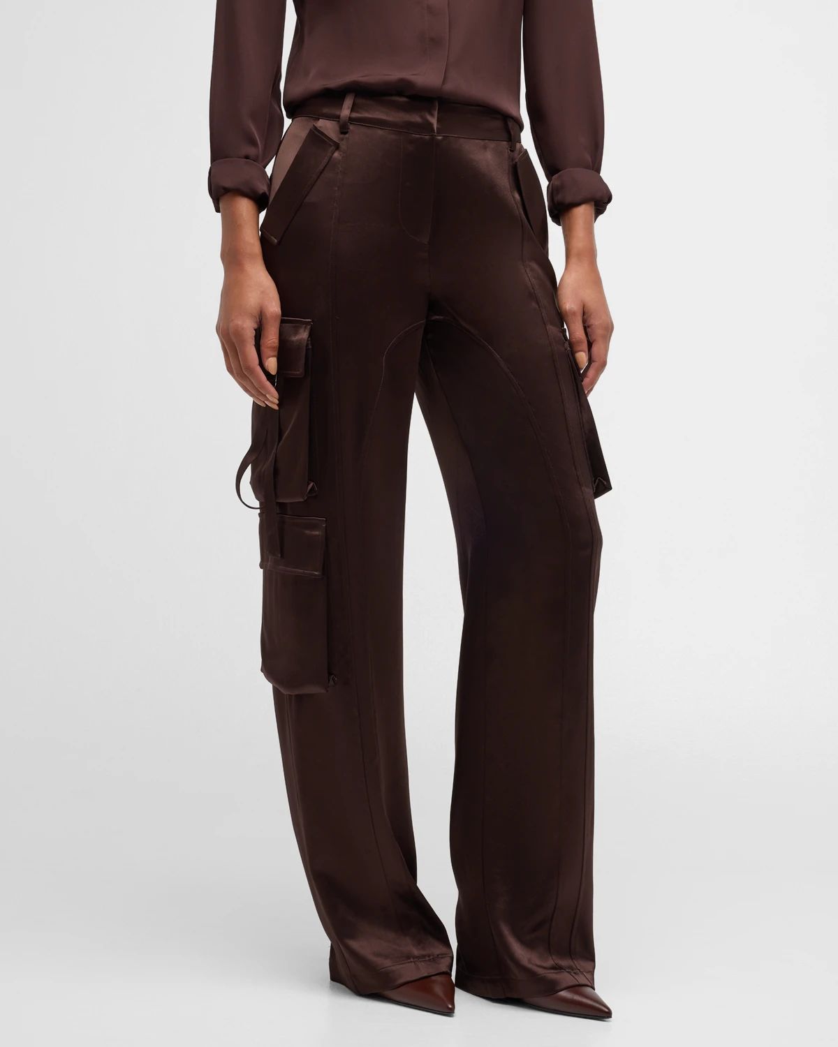 André Satin Cargo Pants