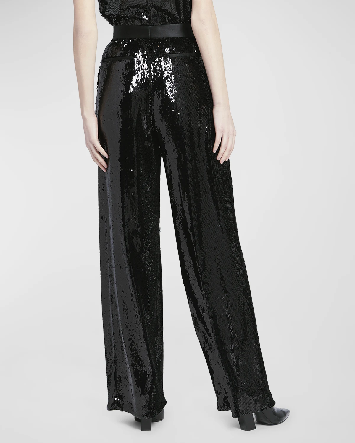 High-Rise Sequin Wide-Leg Trousers