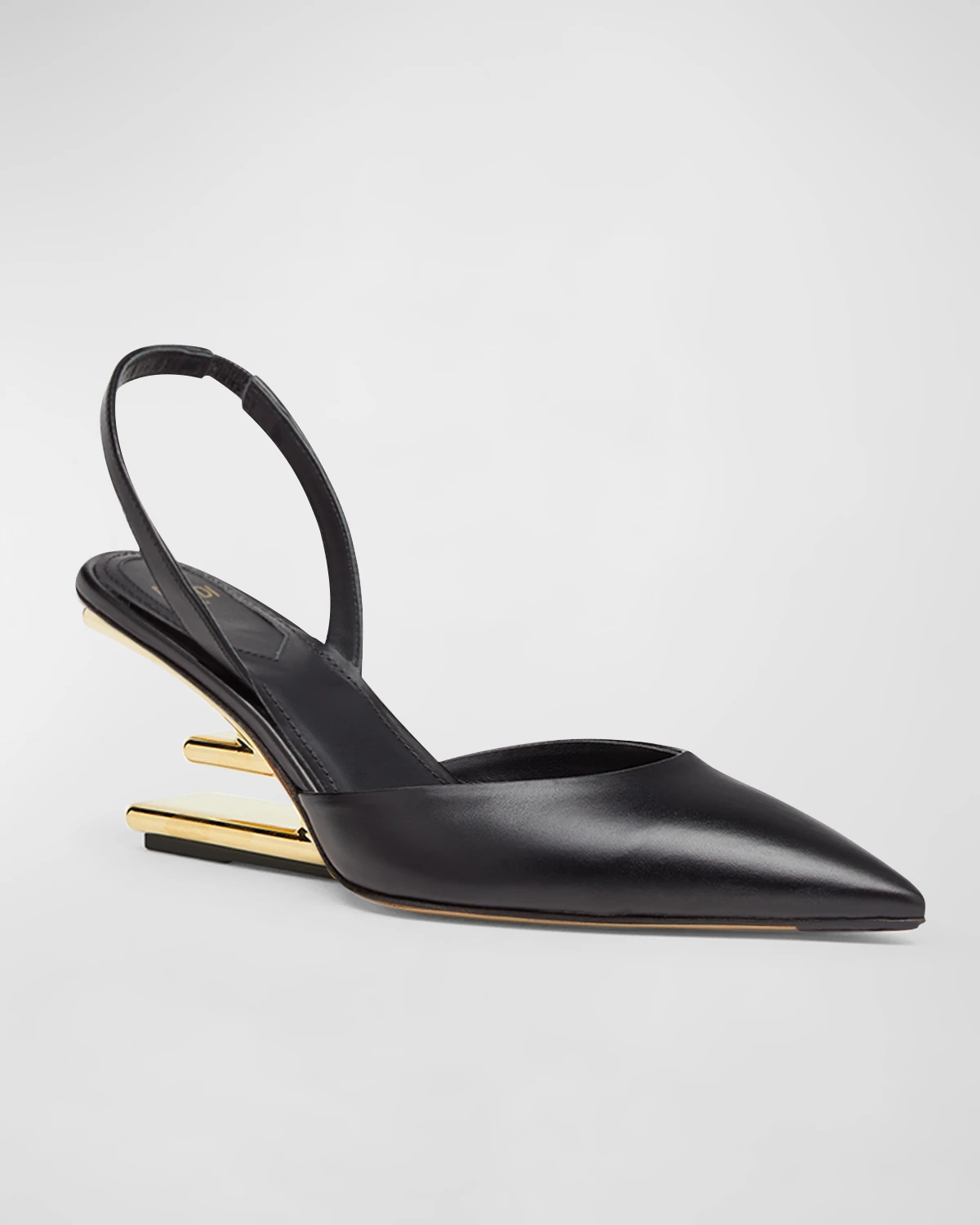 First Leather F-Heel Slingback Pumps