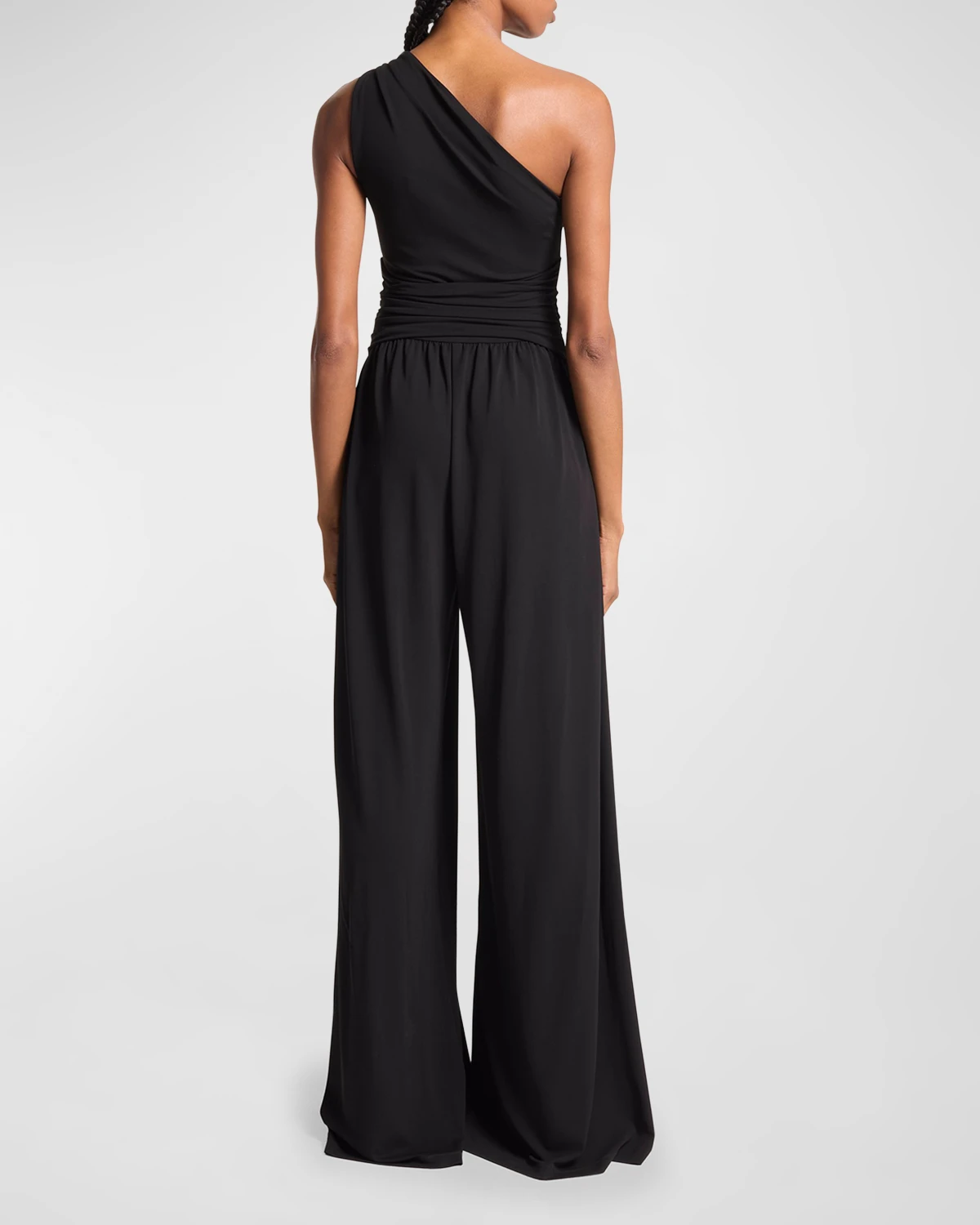 One-Shoulder Wide-Leg Stretch Matte Jersey Jumpsuit