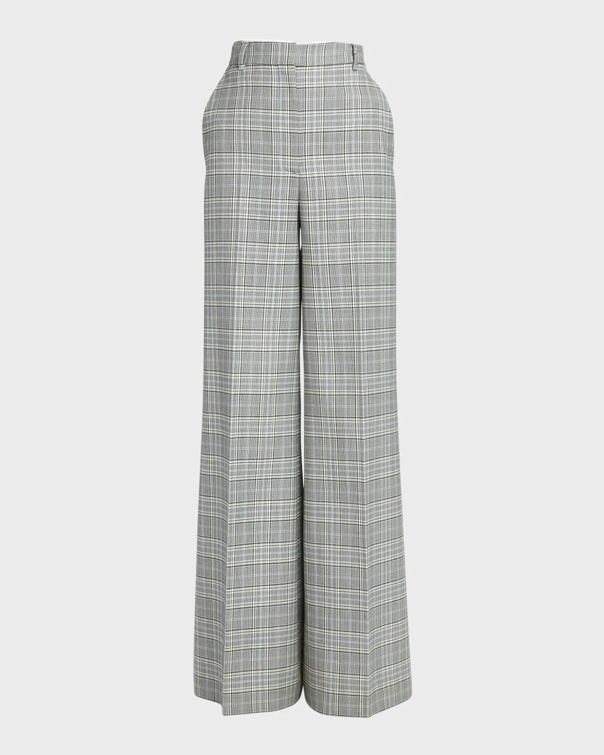 Plaid Flared Wool Trousers