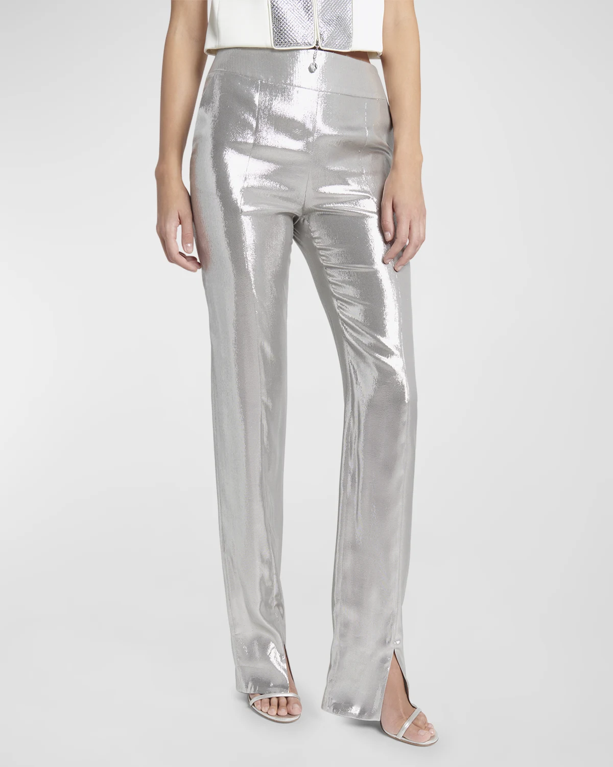 Mousseline Mirror Split Front Straight Leg Trousers