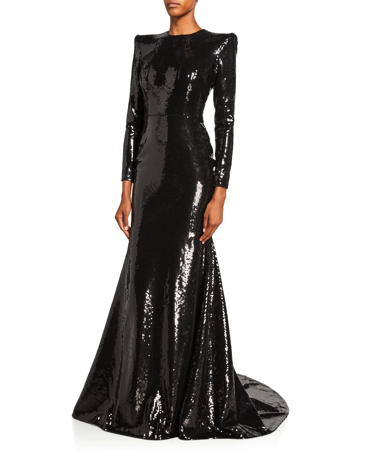 Felix Sequined Long-Sleeve Gown