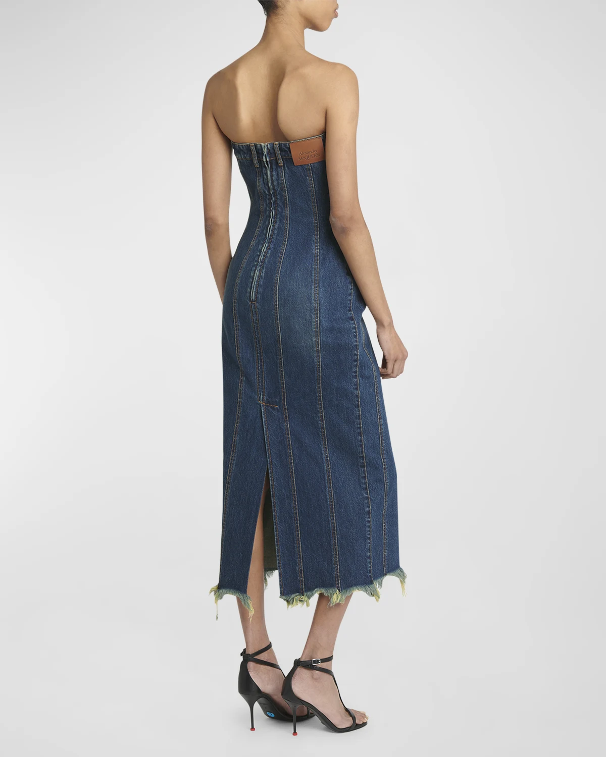 Strapless Midi Denim Dress