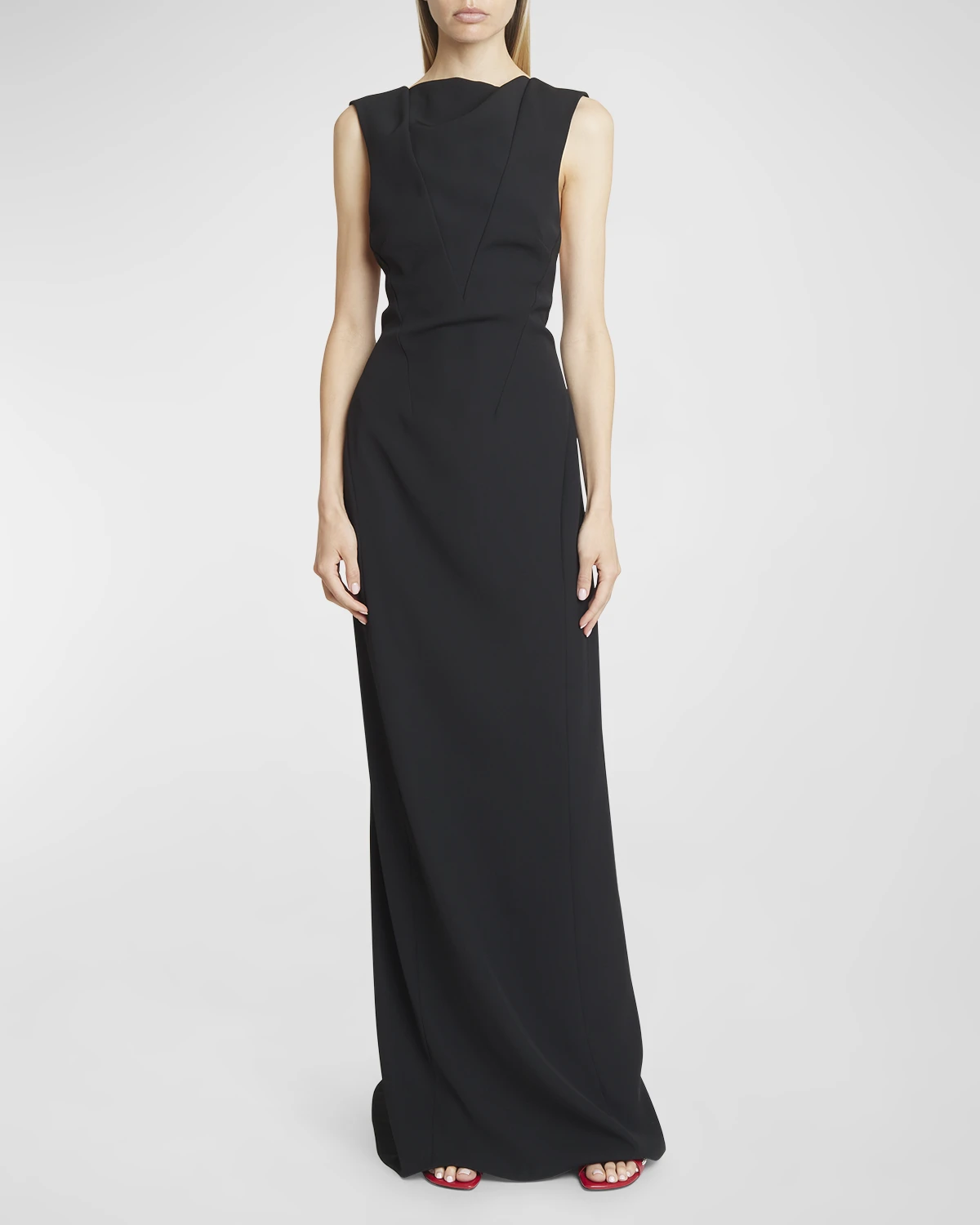 High-Neck Backless Column Gown