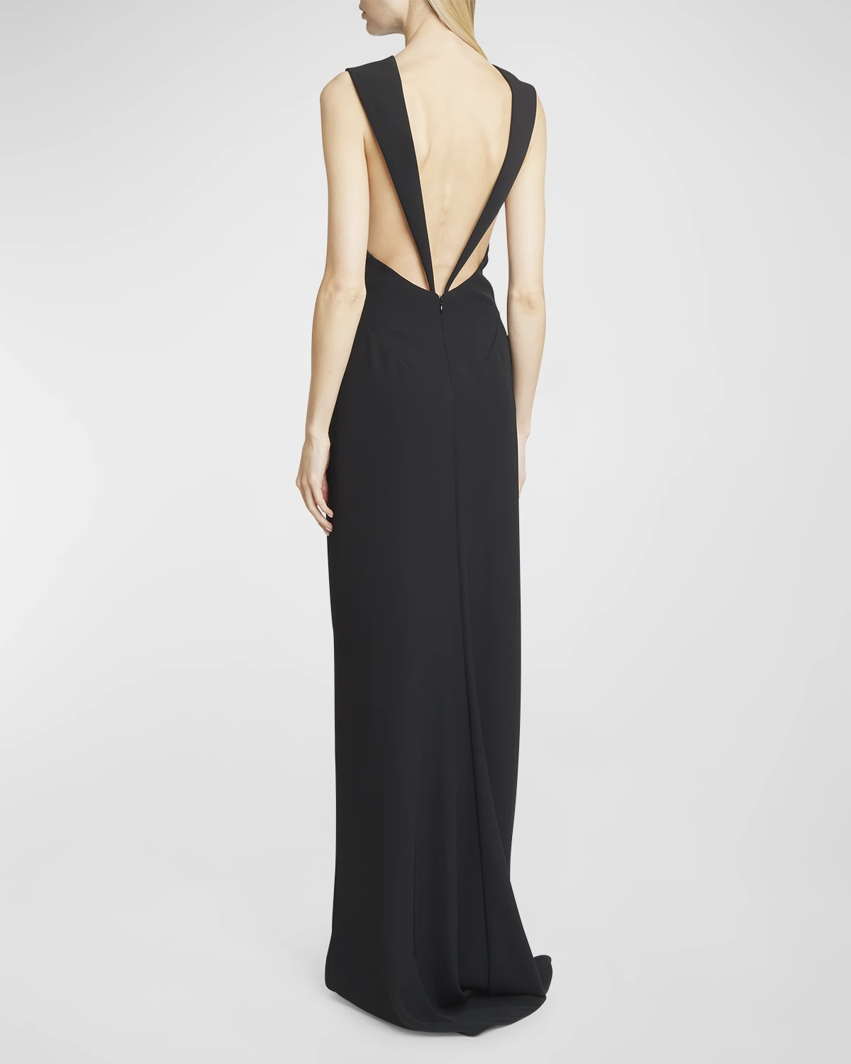 High-Neck Backless Column Gown