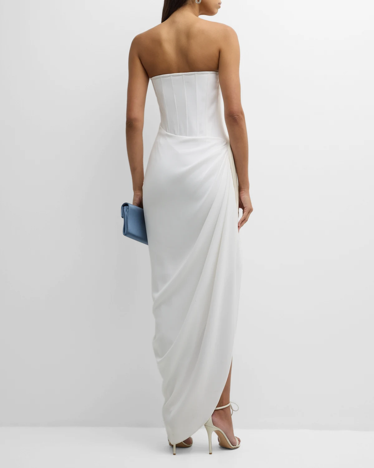 Strapless Draped Egyptian Gown with Hip Detail