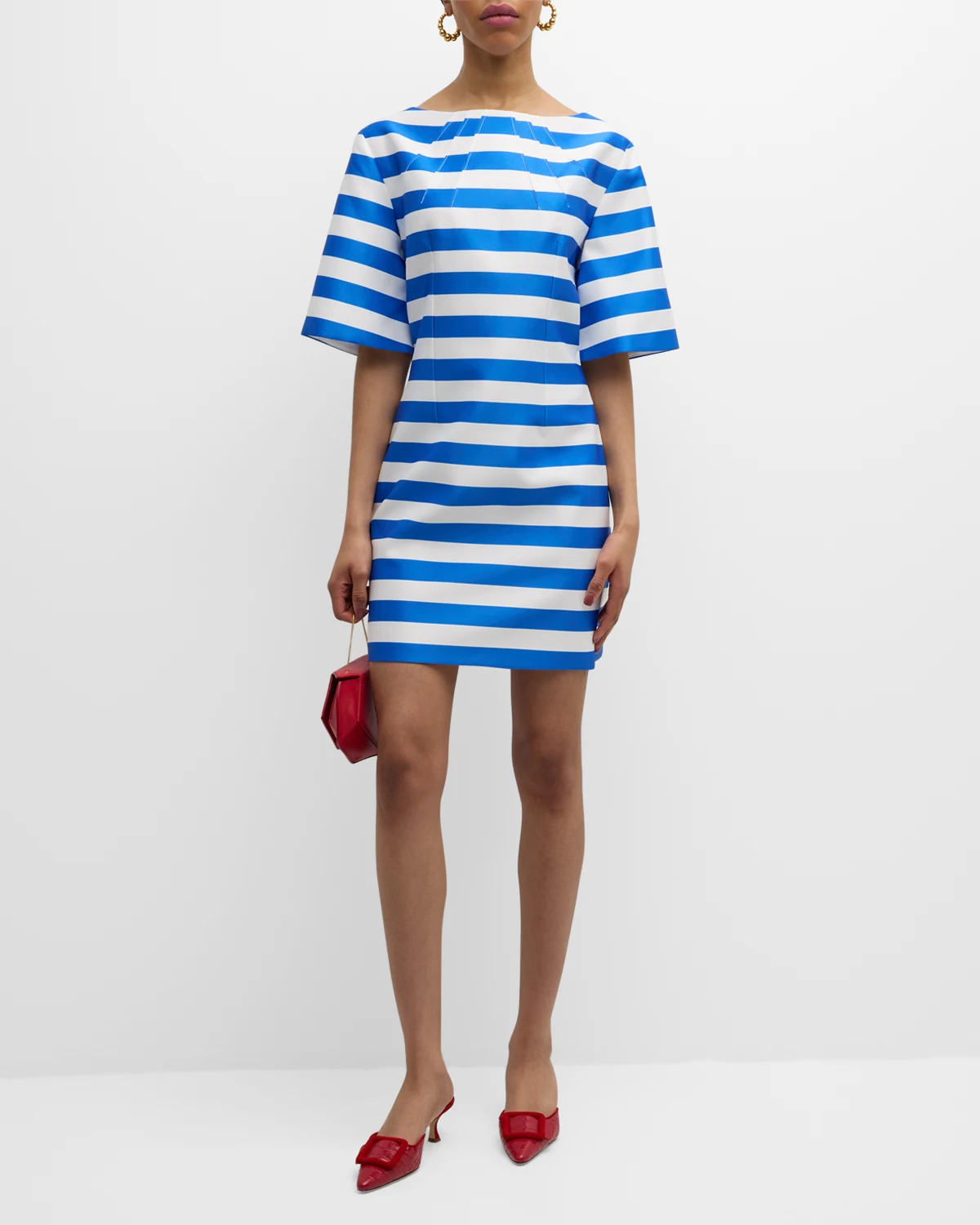 Guinerver Striped Short-Sleeve Mini Dress