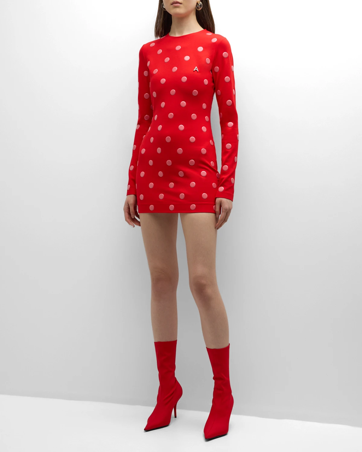 Reflective Polka-Dot Mini Dress