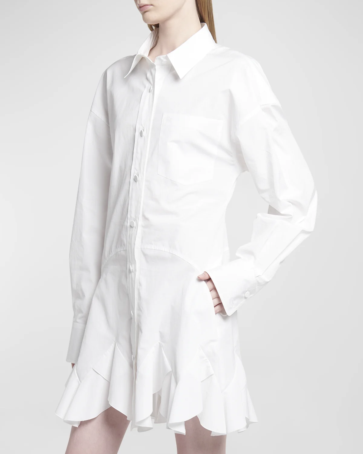 Ruffled Button-Front Shirtdress