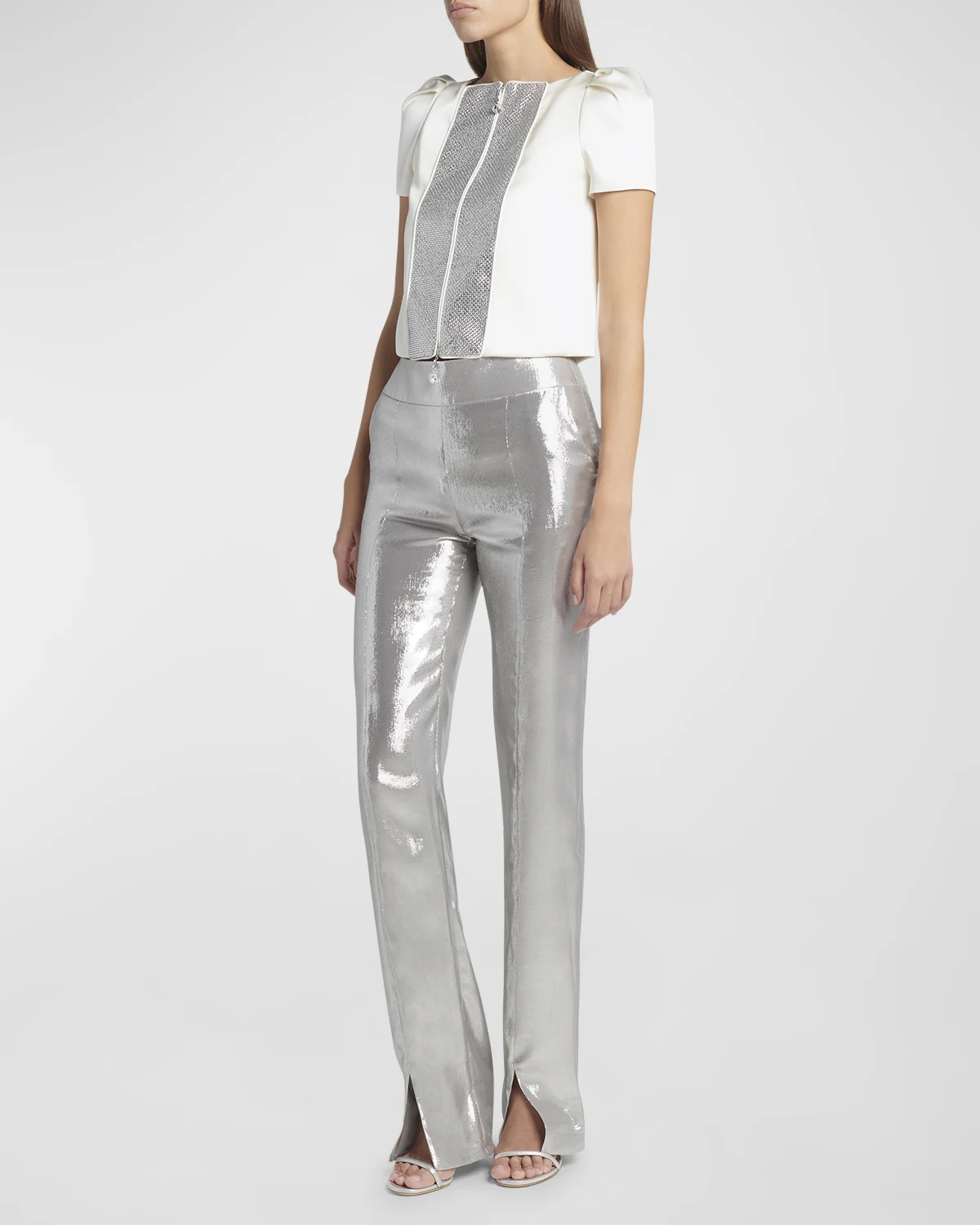 Mousseline Mirror Split Front Straight Leg Trousers