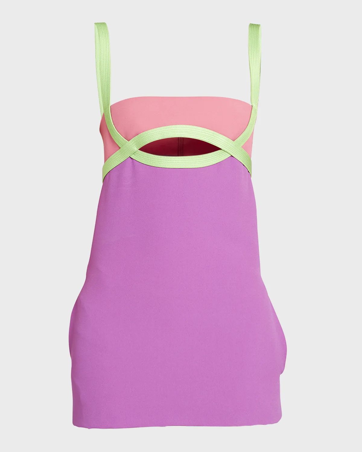 La Vacanza Colorblock Satin Mini Dress with Cutout Detail