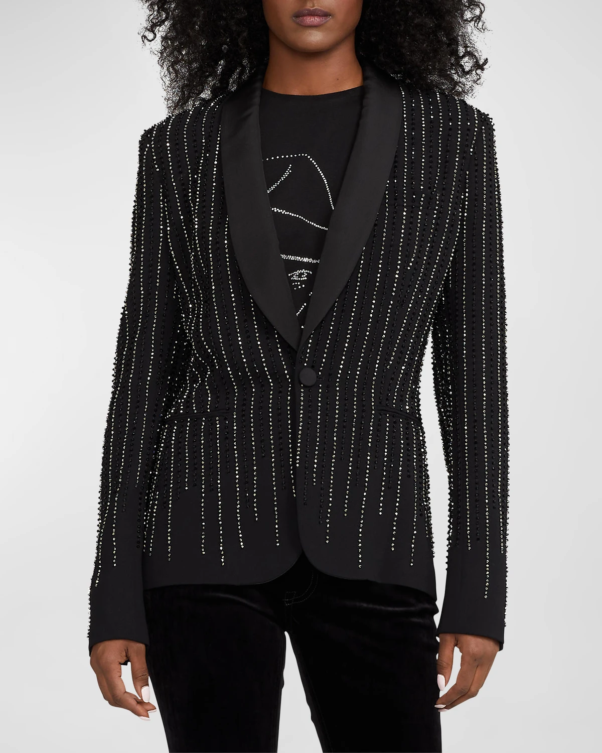 Donoghue Sequin Pinstripe Single-Breasted Tuxedo Jacket