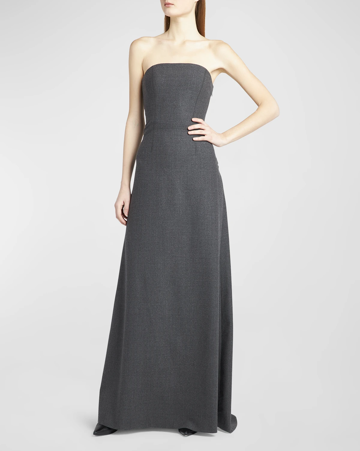 Strapless A-Line Flannel Gown