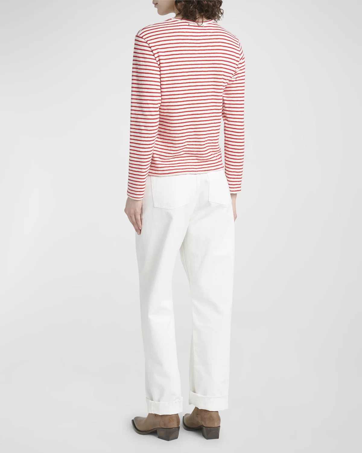 Striped Long-Sleeve T-Shirt w/ Embroidery