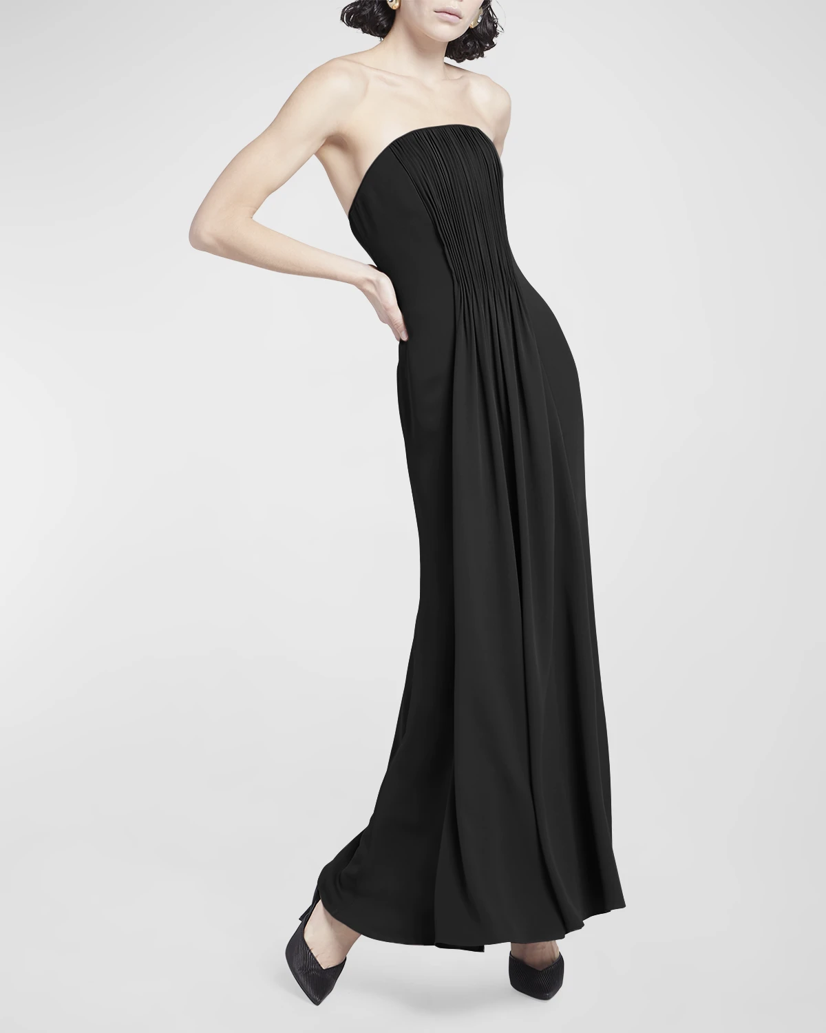 Strapless Plisse Gown