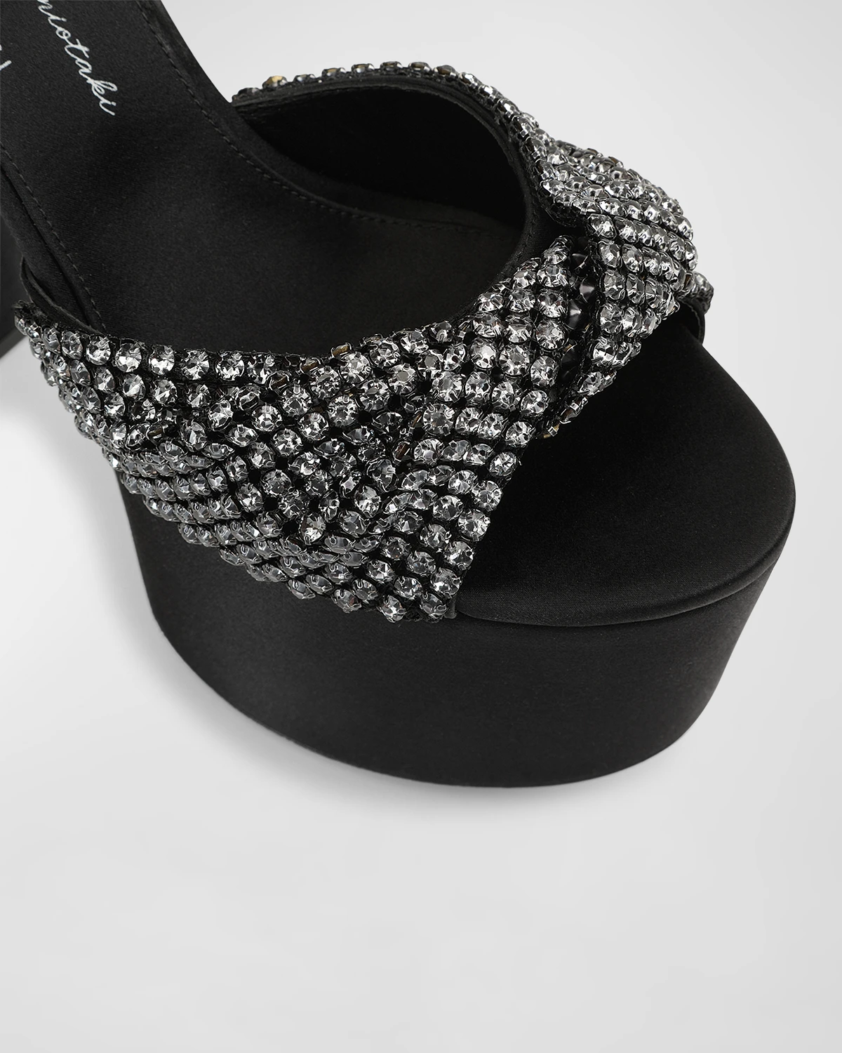 Crystal Twist Ankle-Strap Platform Sandals