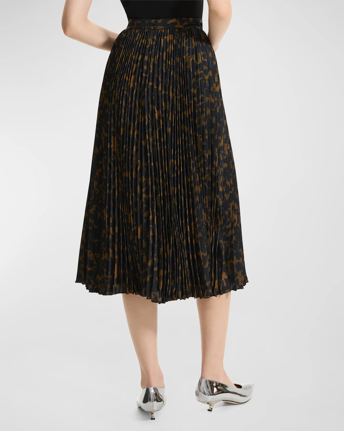 Sunburst Pleated A-Line Midi Skirt