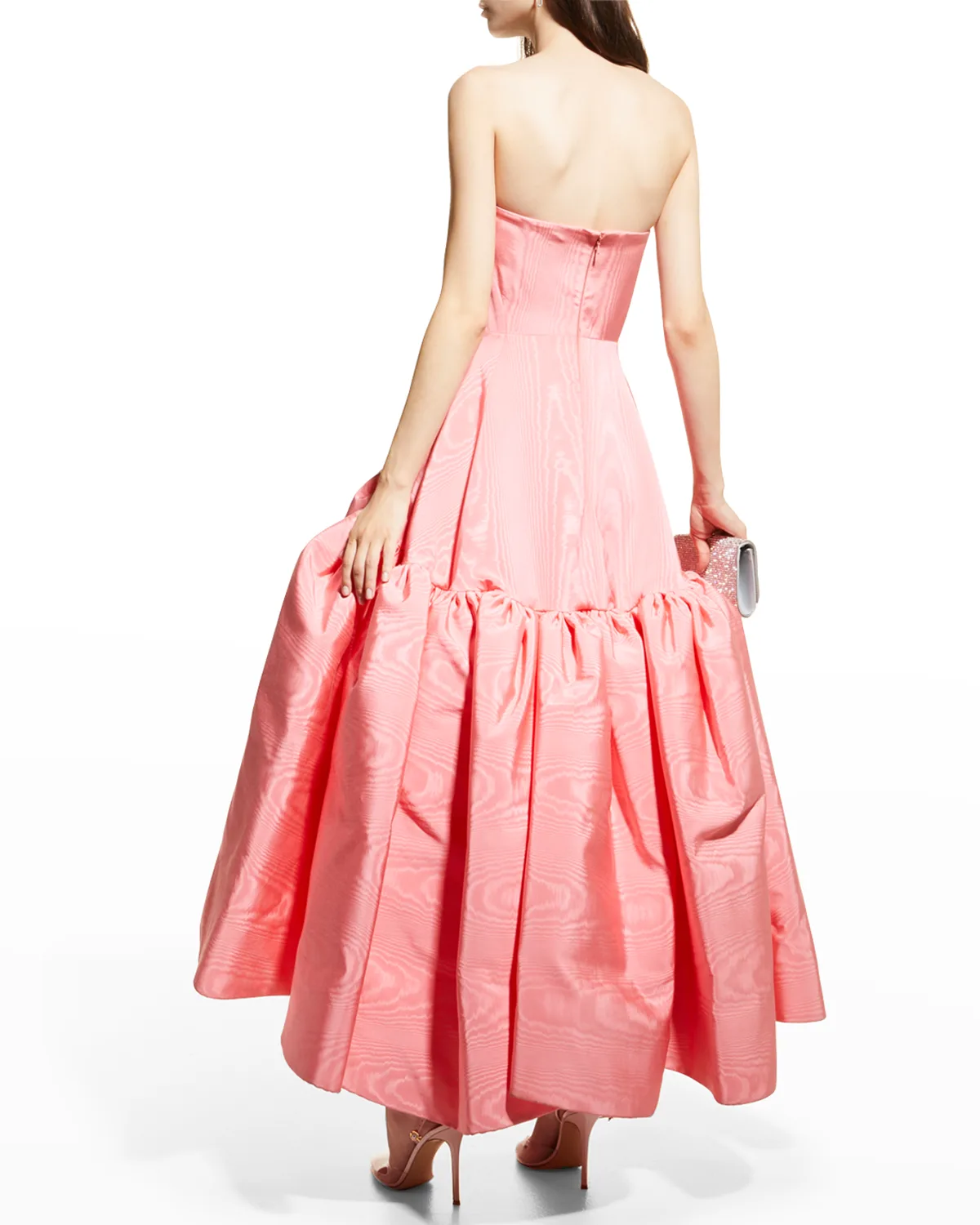 Strapless Volant Faille High-Low Gown