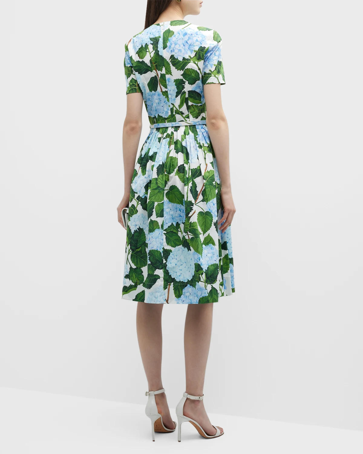 Hydrangea Print Poplin Midi Dress