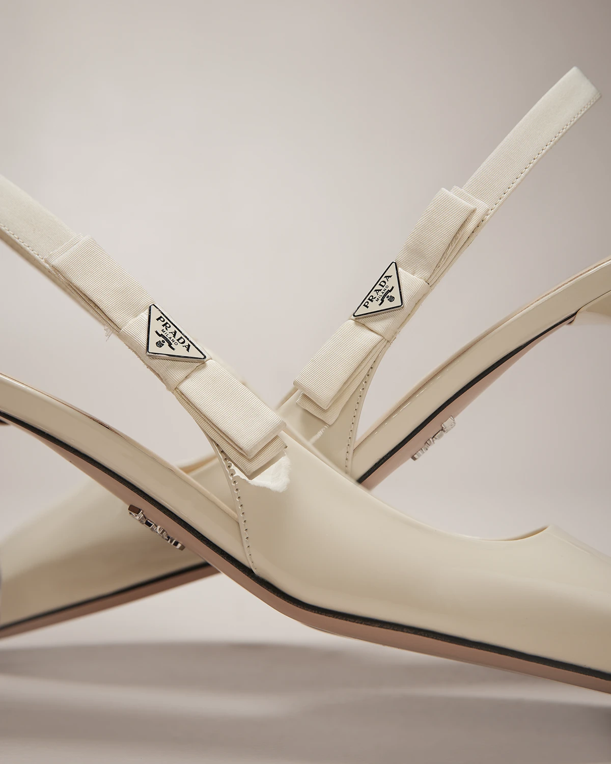 Patent Bow Slingback Pumps