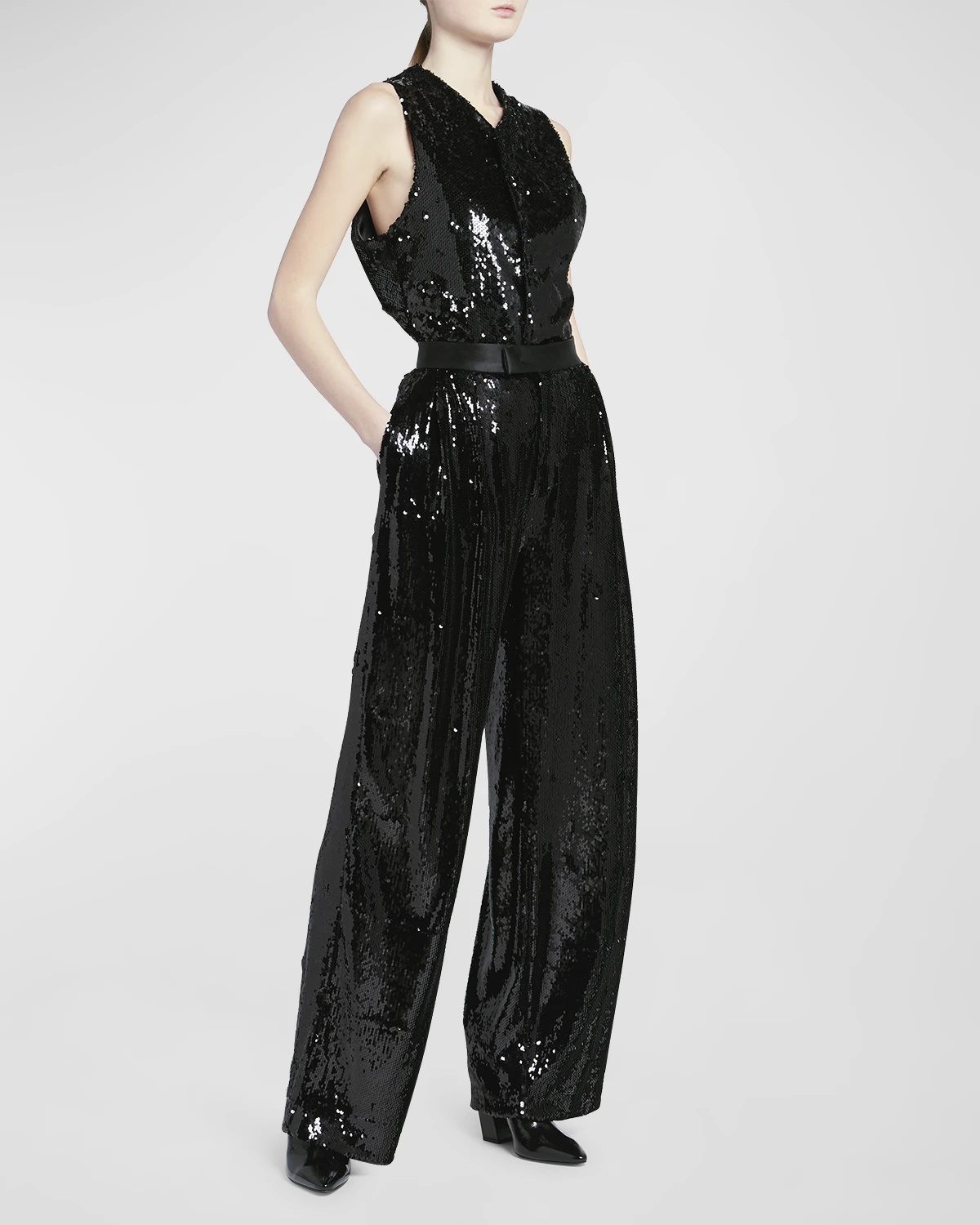 High-Rise Sequin Wide-Leg Trousers