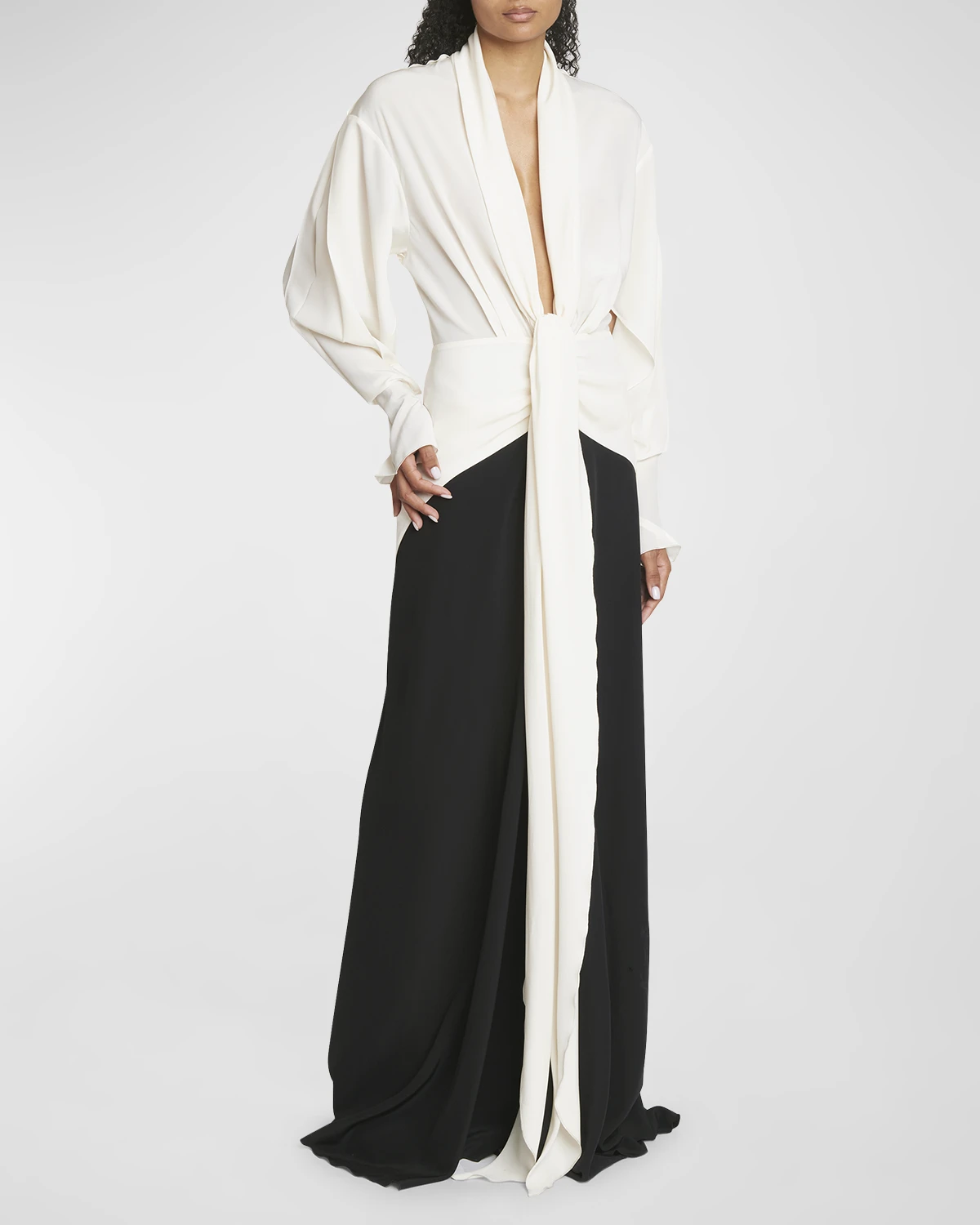 Contrast Gown with Tie Detail