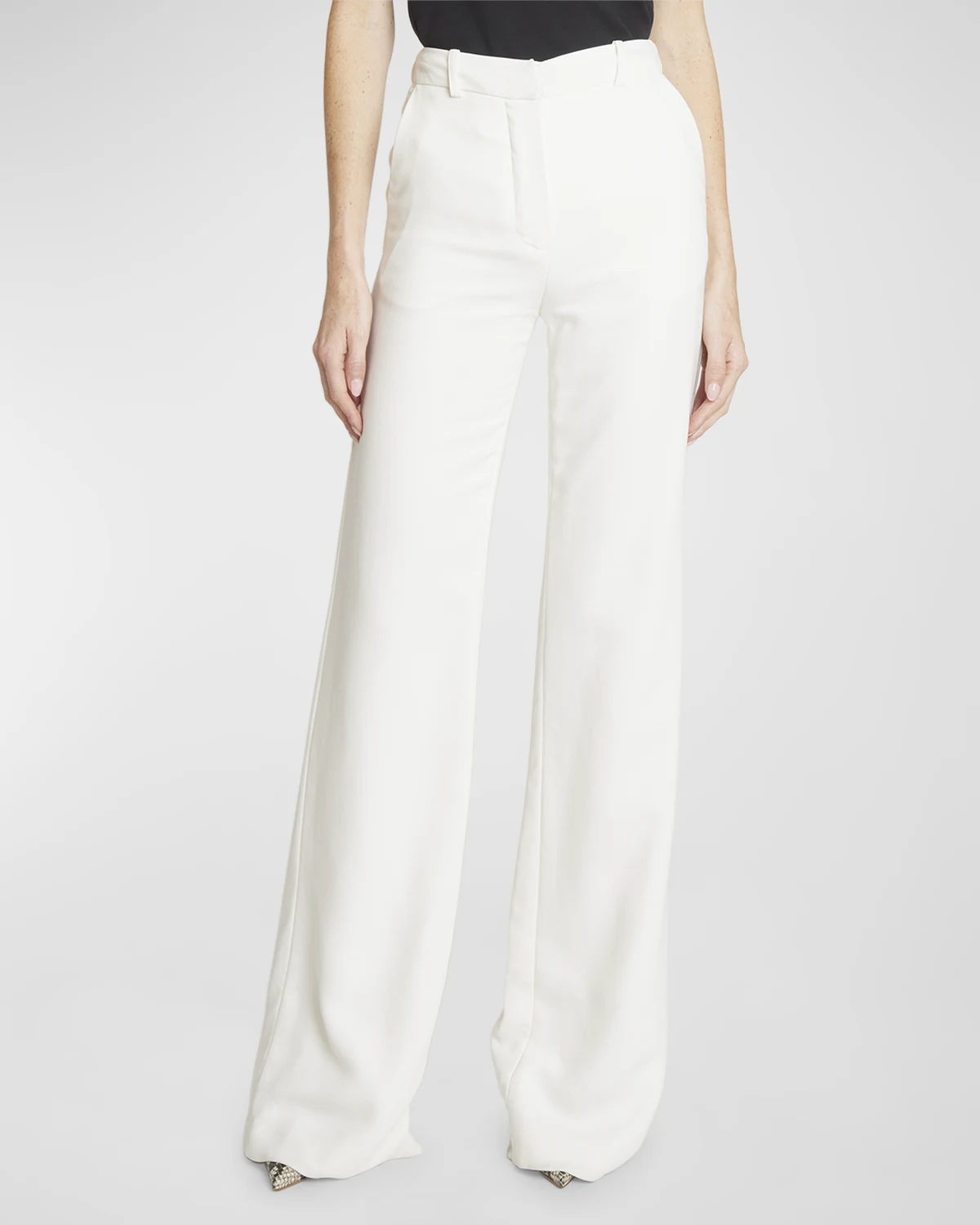 High Waist Crepe Flare Pants